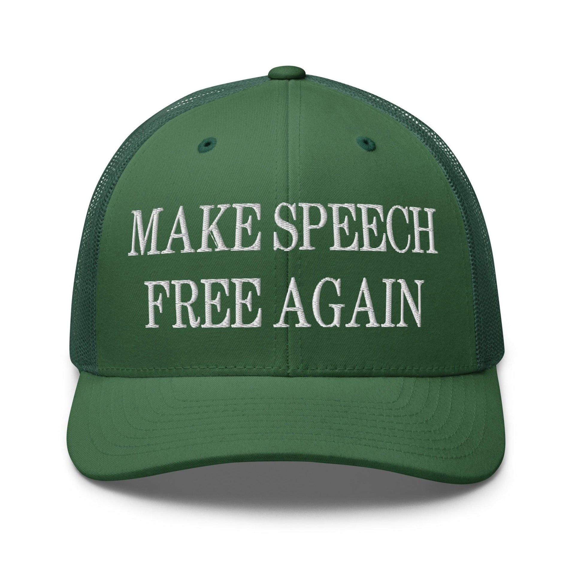 Make Speech Free Again Embroidered Mesh Trucker Hat Evergreen Capital Crowns LADs Make Again Trucker Hats