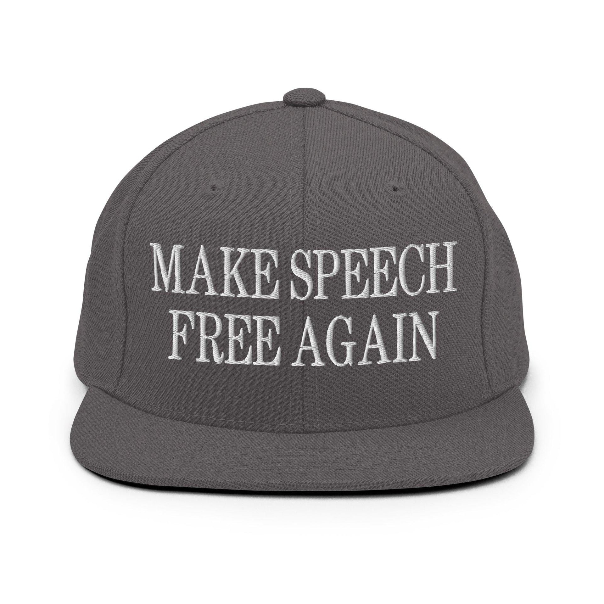 Make Speech Free Again Flat Bill Brim Snapback Hat Dark Grey Capital Crowns LADs Make Again Snapback Hats