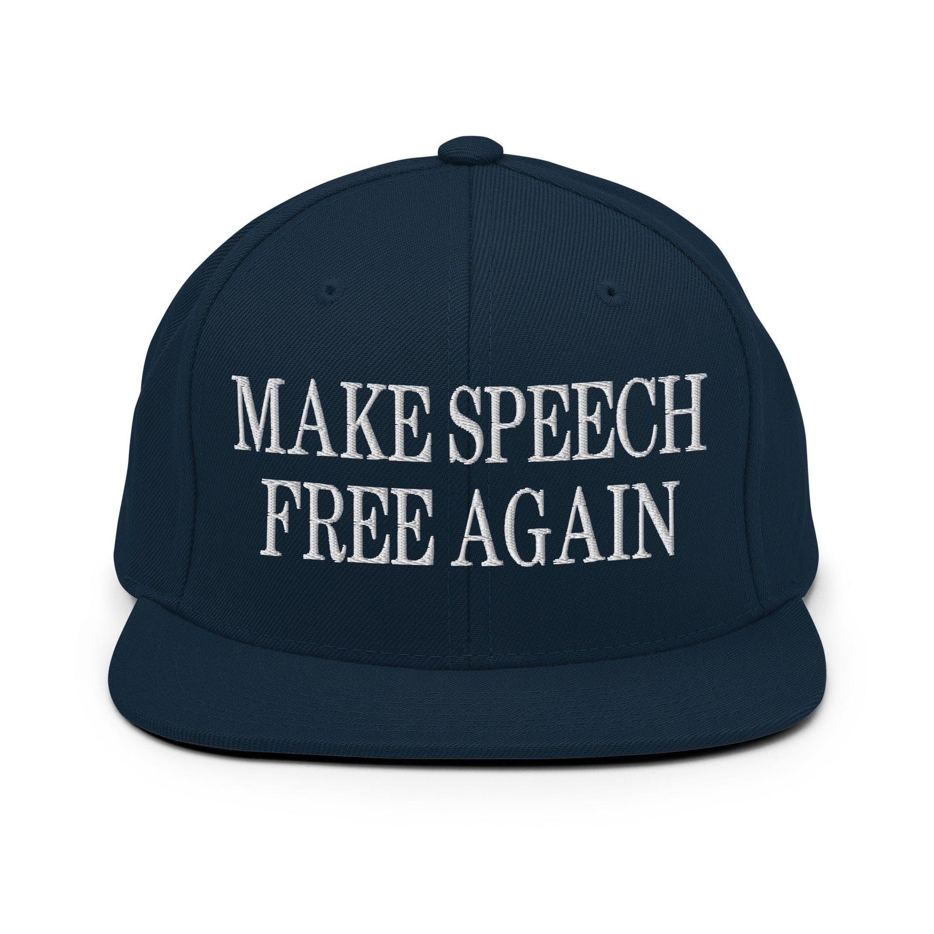 Make Speech Free Again Flat Bill Brim Snapback Hat Dark Navy Capital Crowns LADs Make Again Snapback Hats