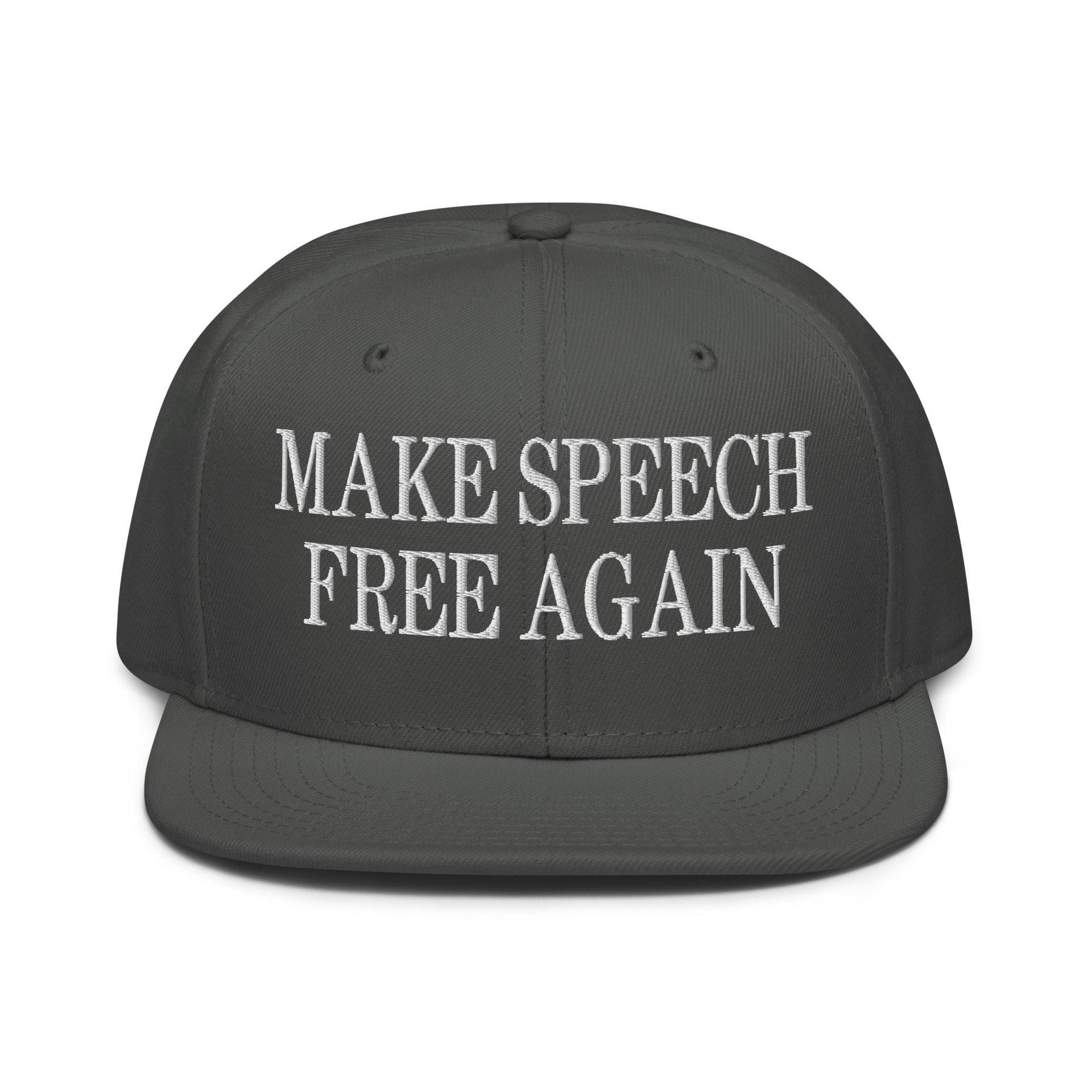 Make Speech Free Again High Crown Snapback Hat Charcoal gray Capital Crowns LADs Make Again Snapback Hats