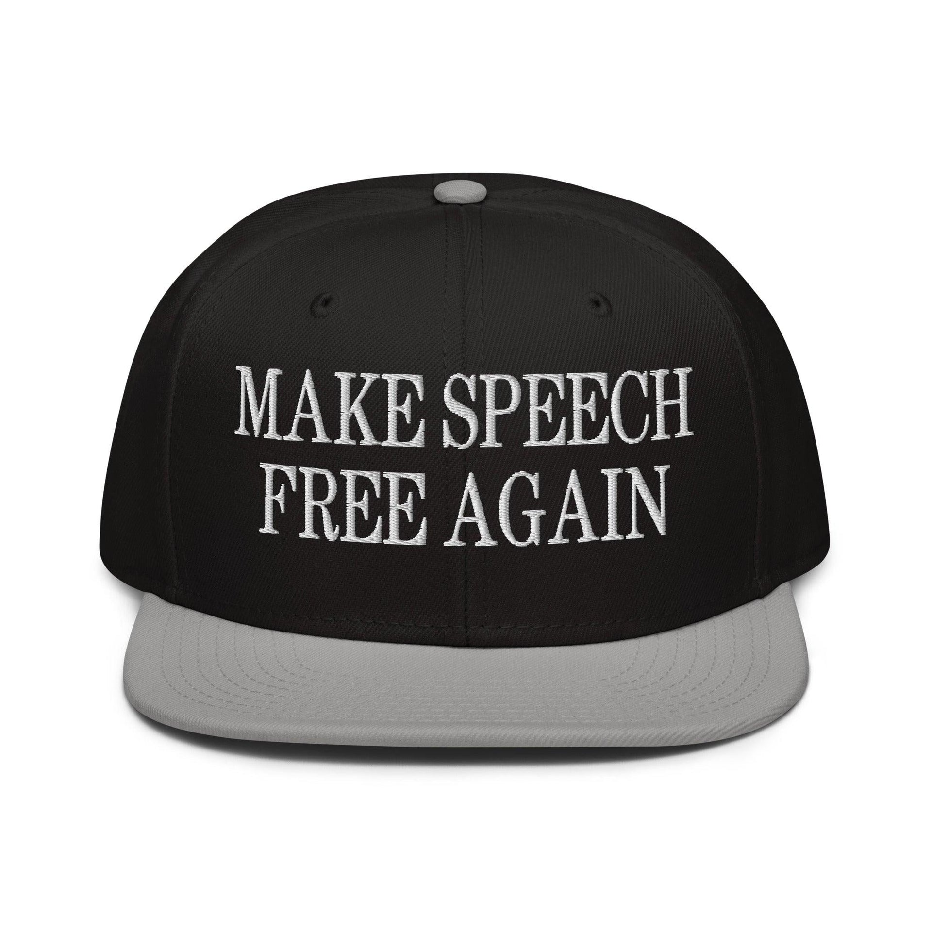 Make Speech Free Again High Crown Snapback Hat Gray Black Black Capital Crowns LADs Make Again Snapback Hats
