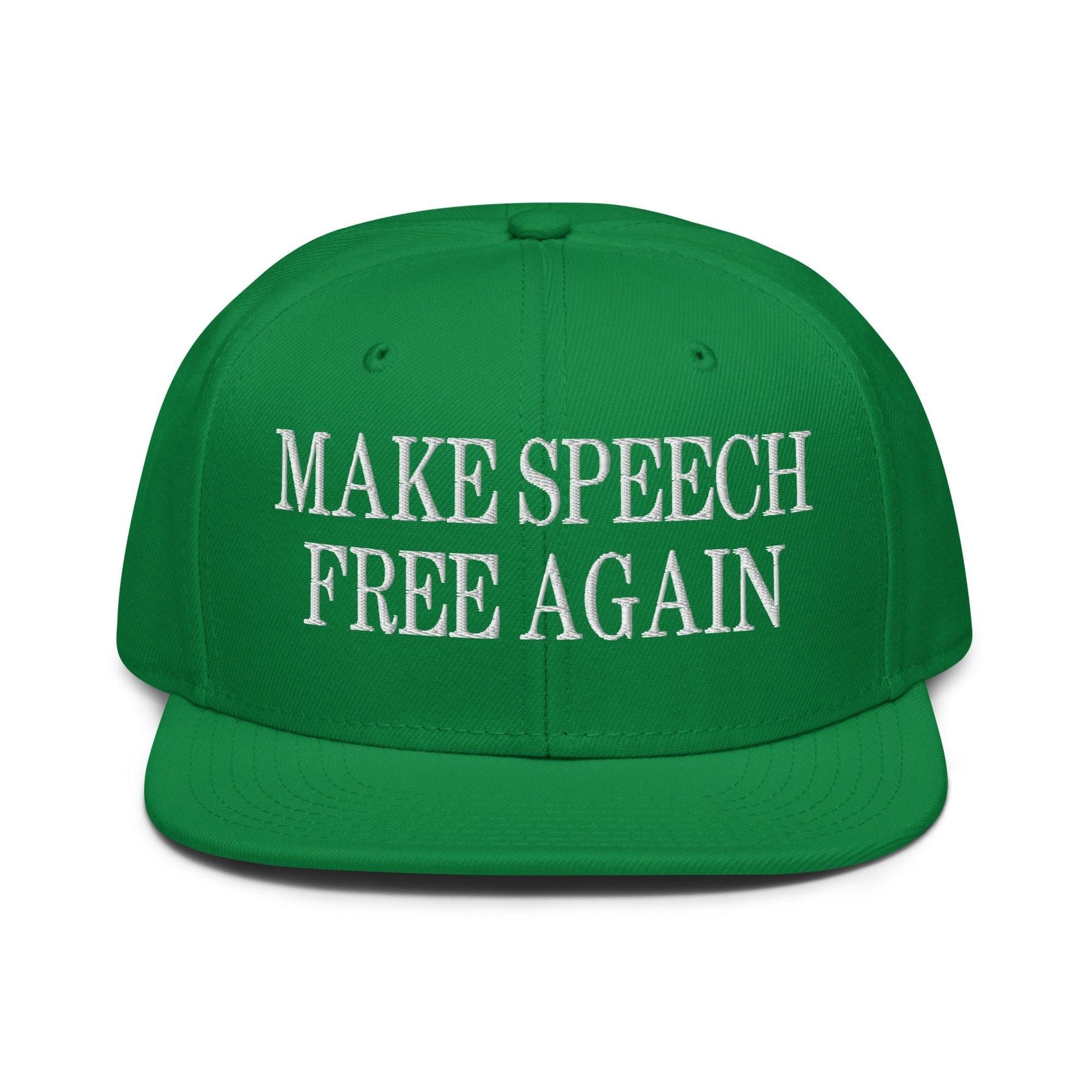 Make Speech Free Again High Crown Snapback Hat Kelly Green Capital Crowns LADs Make Again Snapback Hats