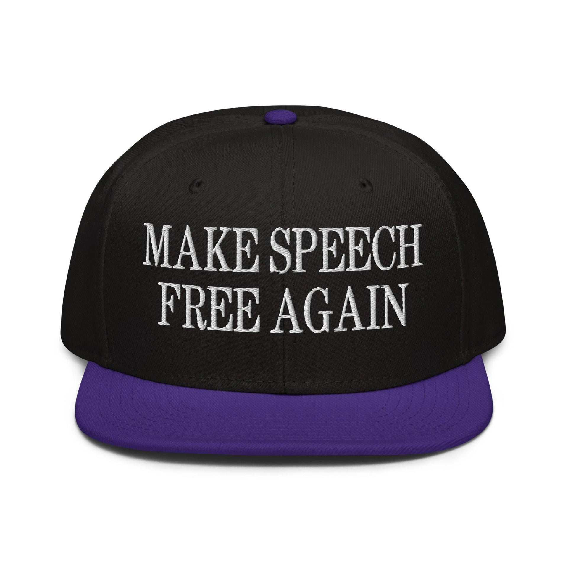 Make Speech Free Again High Crown Snapback Hat Purple Black Black Capital Crowns LADs Make Again Snapback Hats