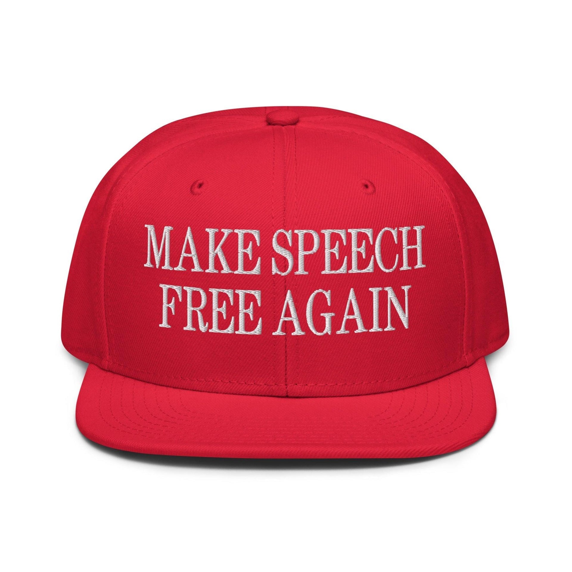 Make Speech Free Again High Crown Snapback Hat Red Capital Crowns LADs Make Again Snapback Hats