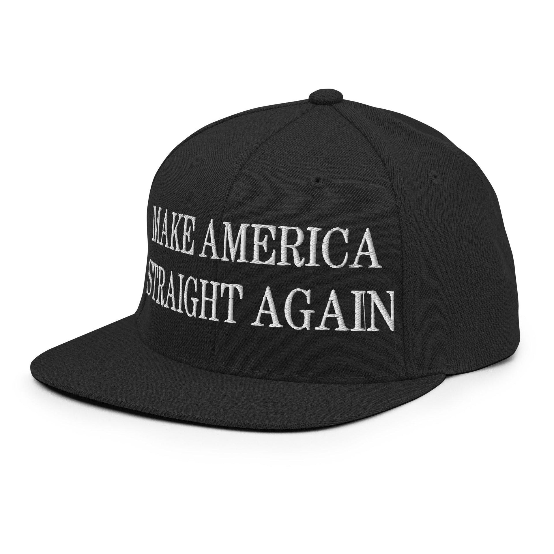 Make Us Straight Again Embroidered Flat Bill Brim Snapback Hat Capital Crowns Make Again