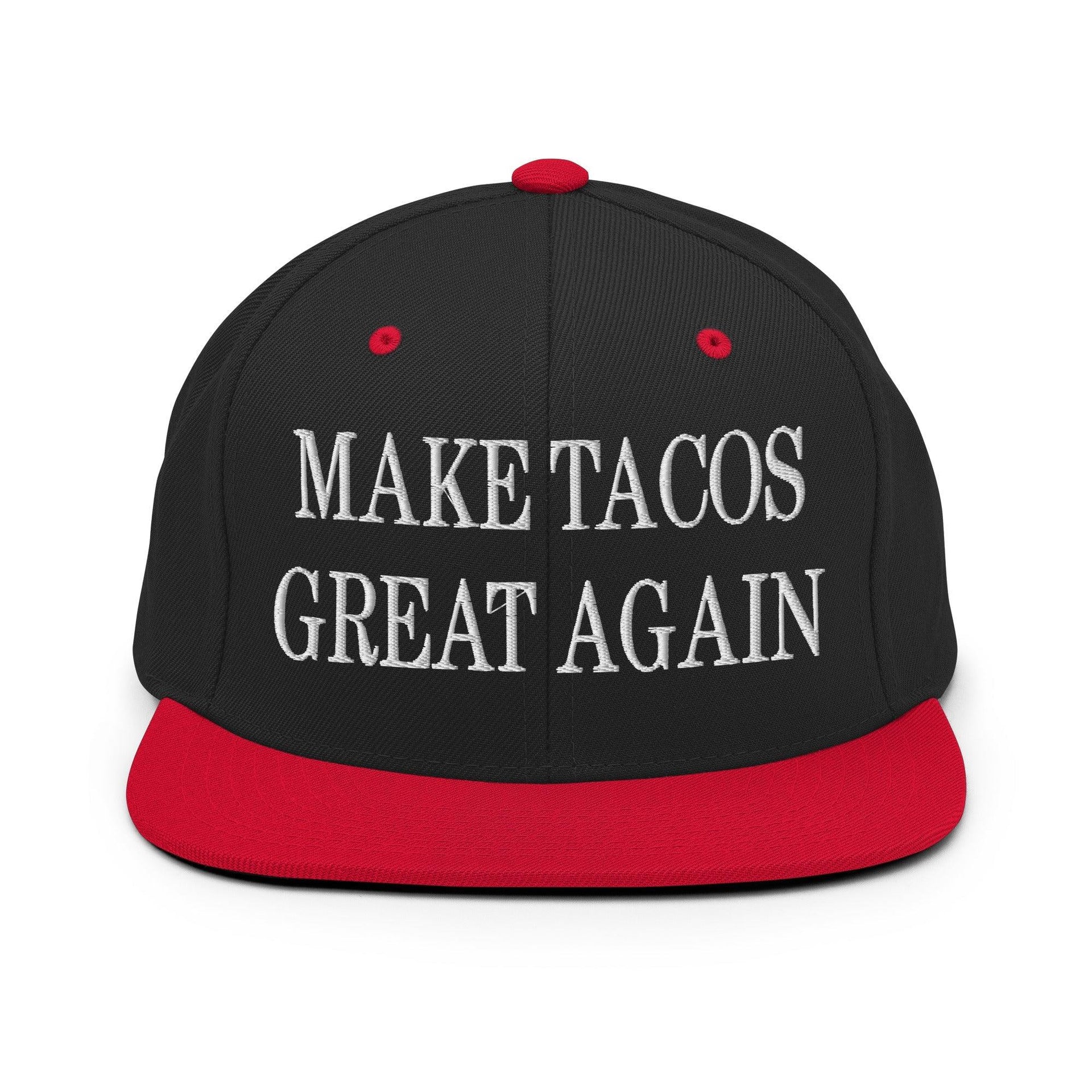 Make Tacos Great Again Embroidered Flat Bill Brim Snapback Hat Black Red Capital Crowns LADs Make Again Snapback Hats