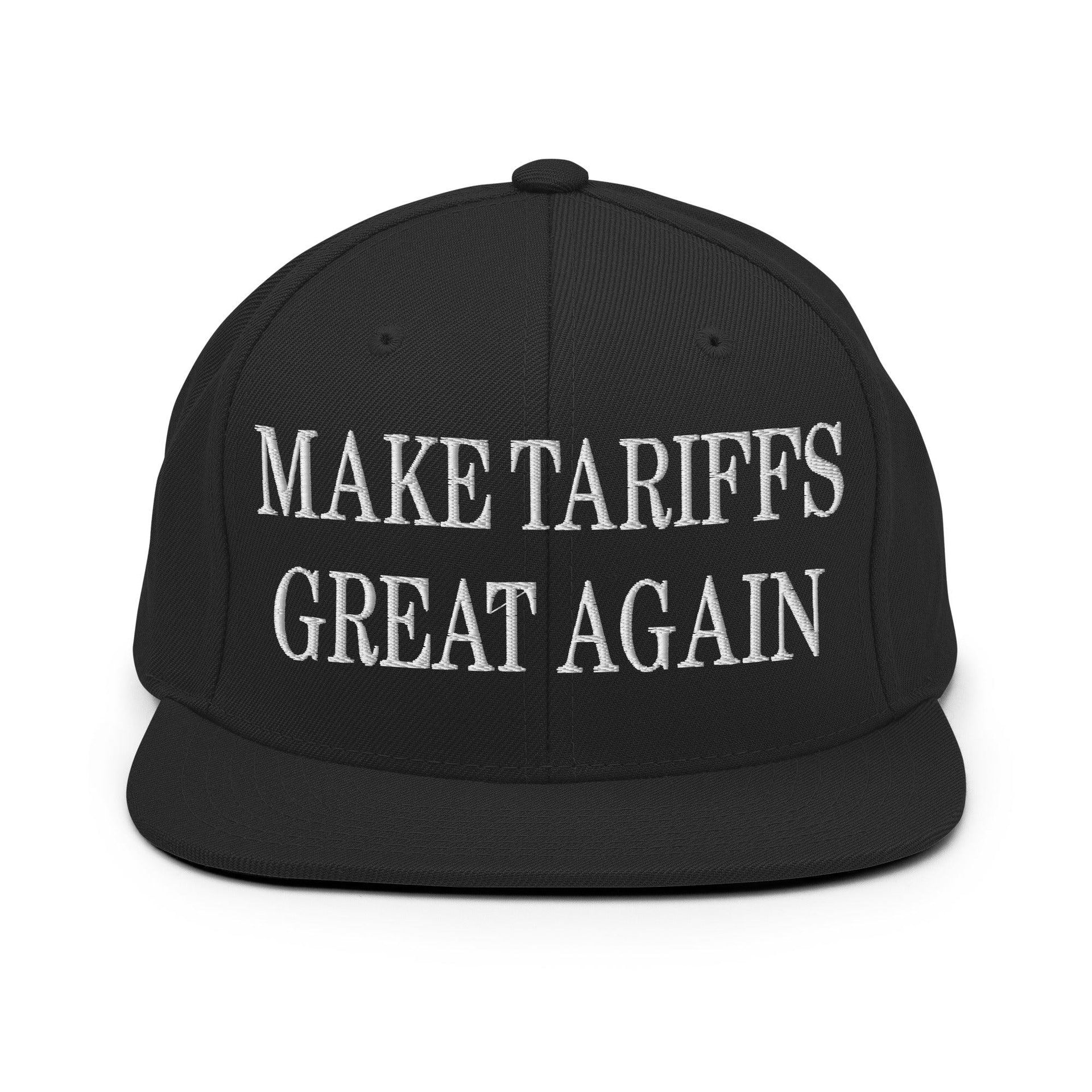 Make Tariffs Great Again Embroidered Flat Bill Brim Snapback Hat Black Capital Crowns LADs Make Again Snapback Hats