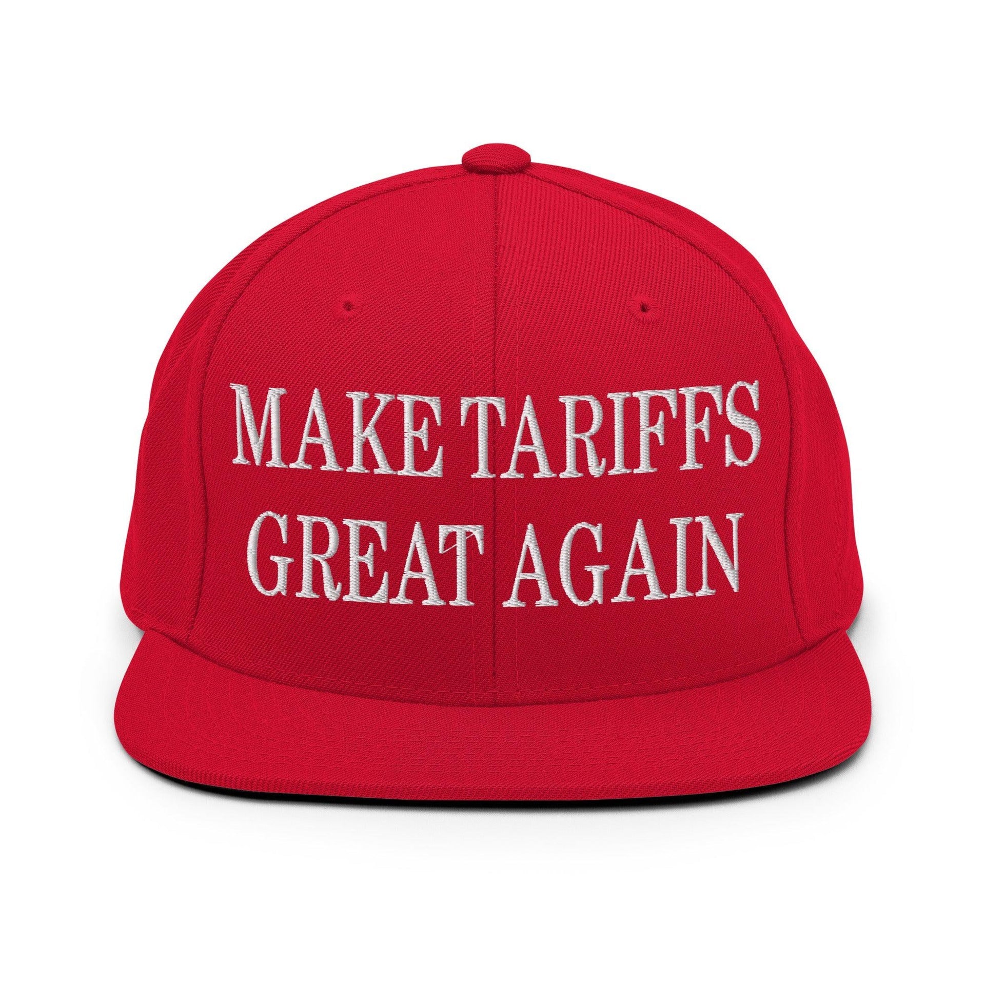 Make Tariffs Great Again Embroidered Flat Bill Brim Snapback Hat Red Capital Crowns LADs Make Again Snapback Hats