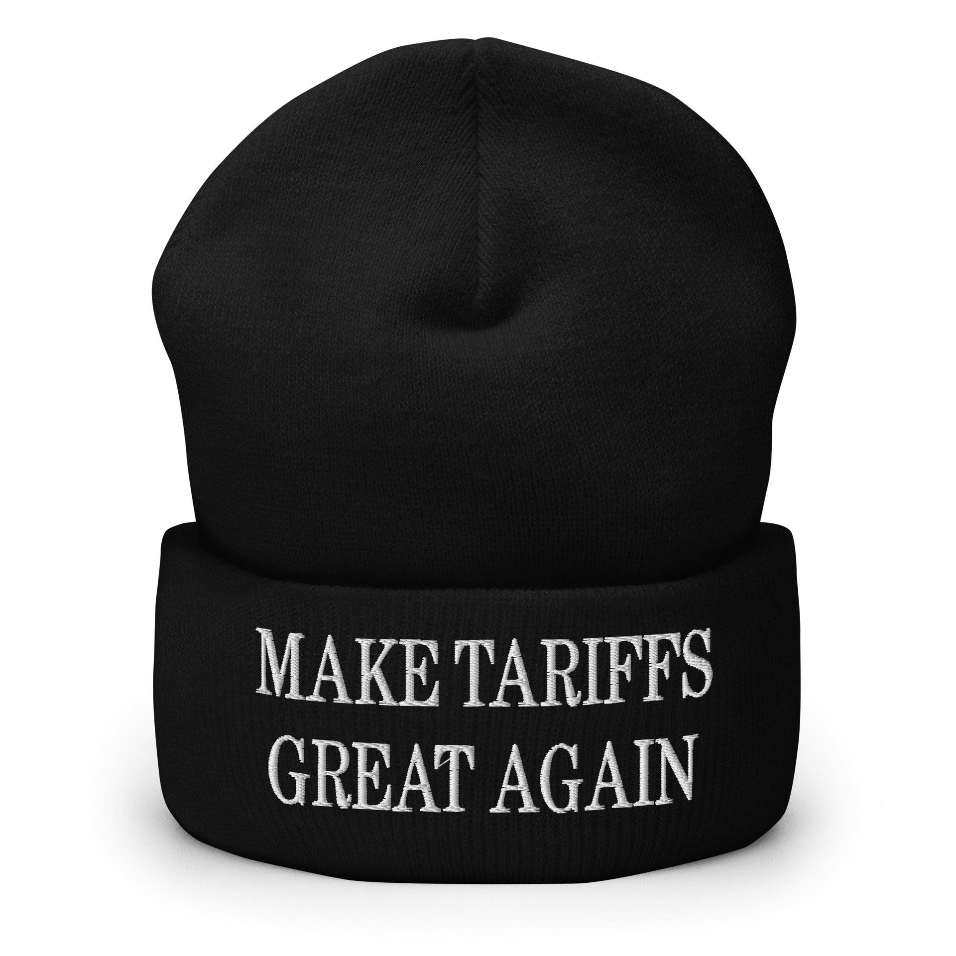 Make Tariffs Great Again Embroidered Knit Cuffed Beanie Black Beanies Capital Crowns Make Again