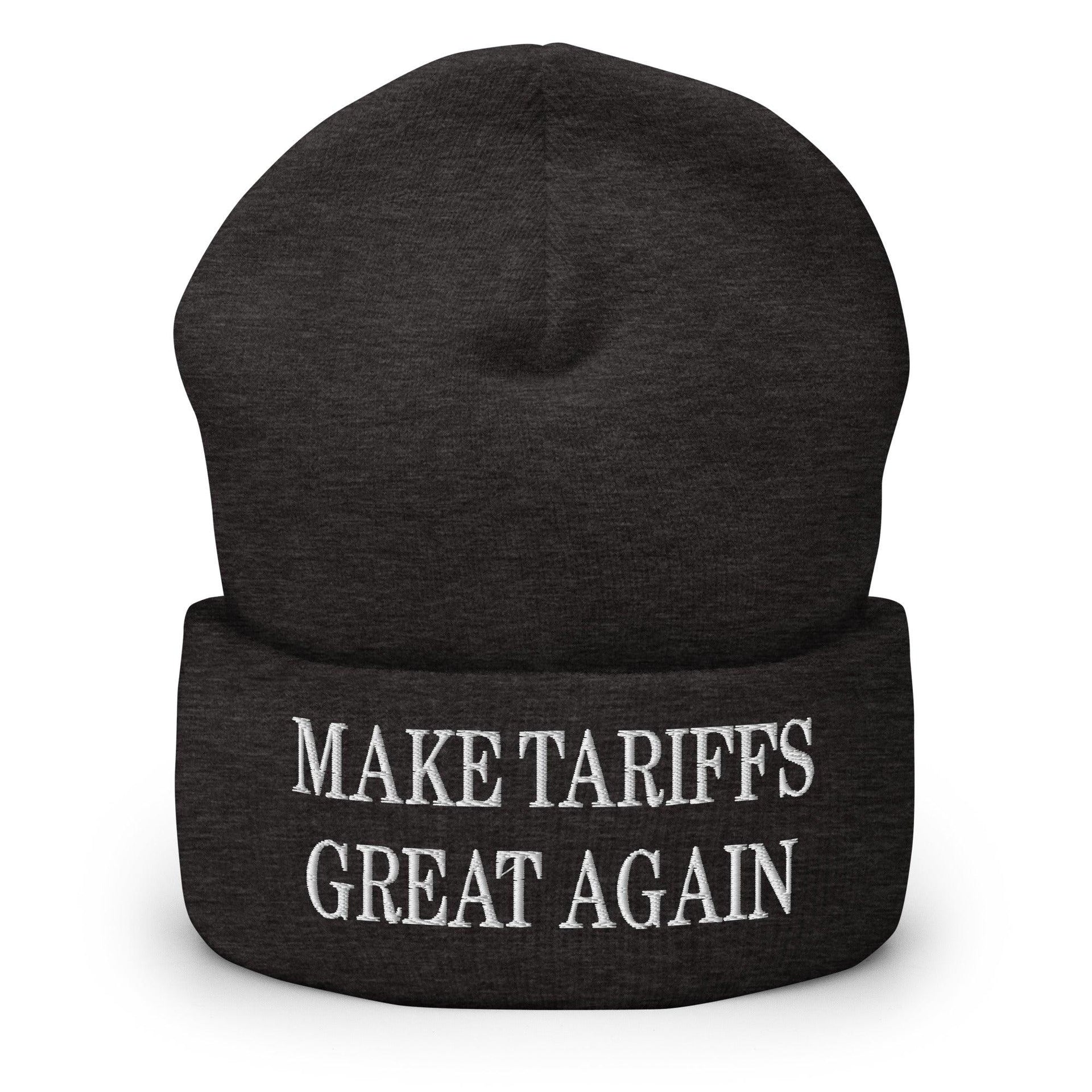 Make Tariffs Great Again Embroidered Knit Cuffed Beanie Dark Grey Beanies Capital Crowns Make Again