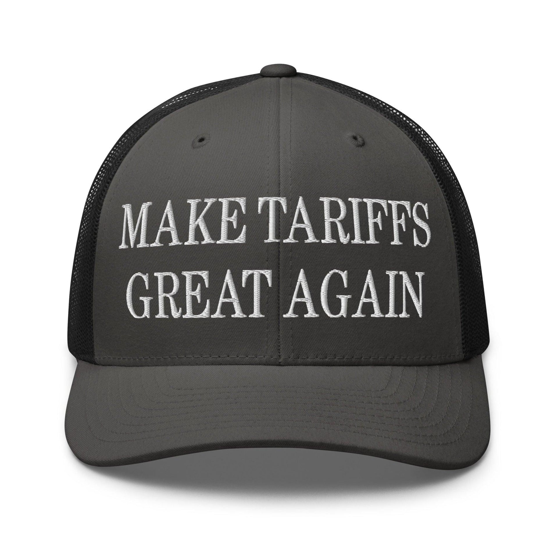 Make Tariffs Great Again Embroidered Mesh Trucker Hat Charcoal Black Capital Crowns LADs Make Again Trucker Hats