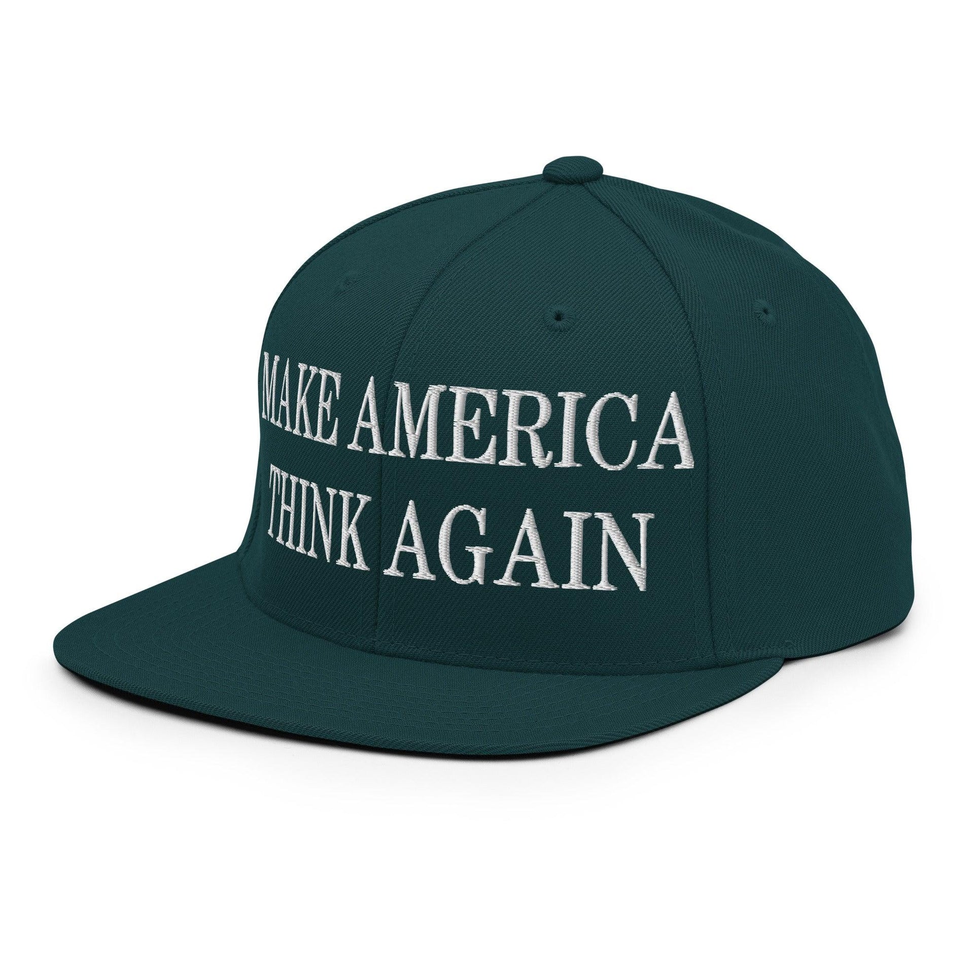 Make Us Think Again Embroidered Flat Bill Brim Snapback Hat Capital Crowns Make Again