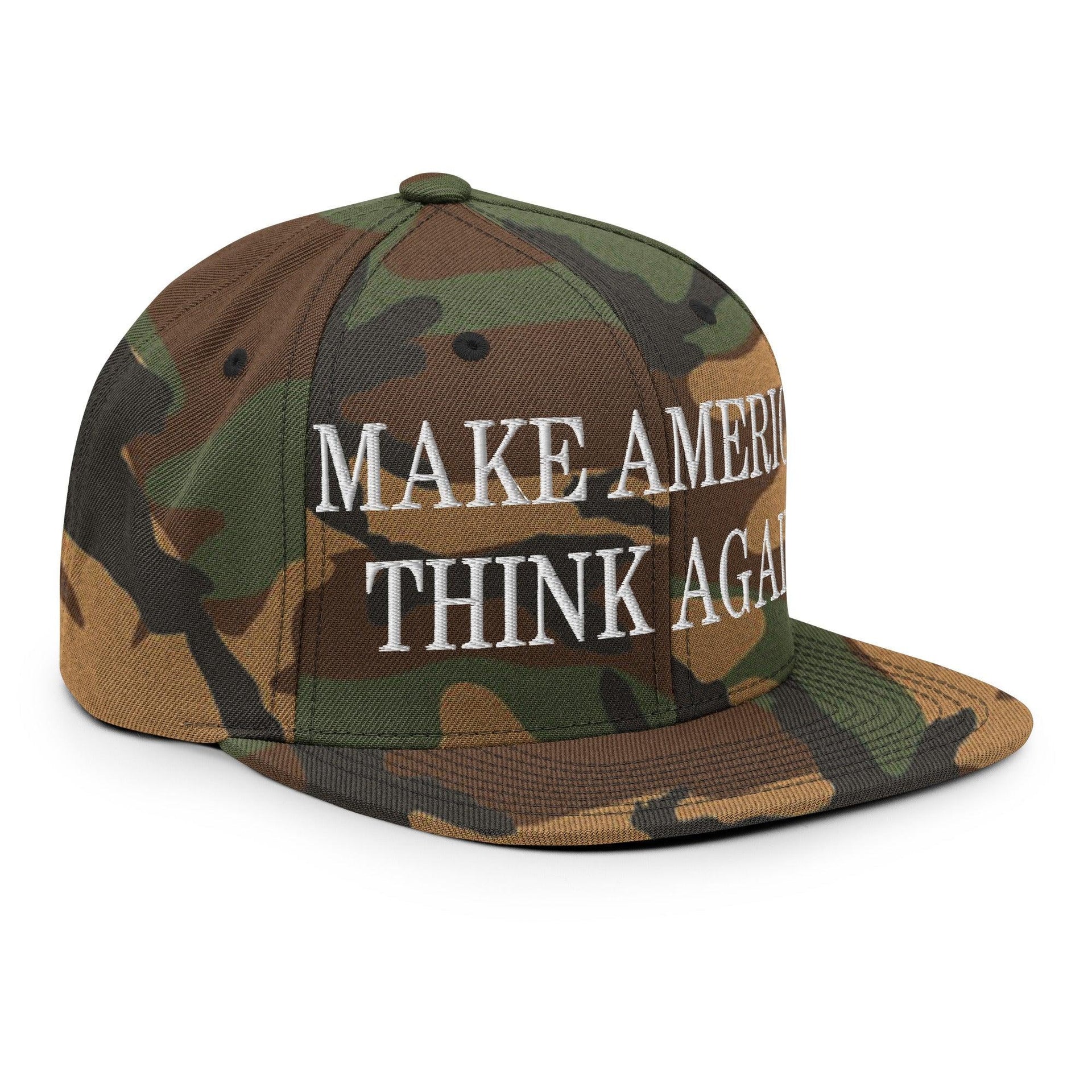 Make Us Think Again Embroidered Flat Bill Brim Snapback Hat Capital Crowns Make Again