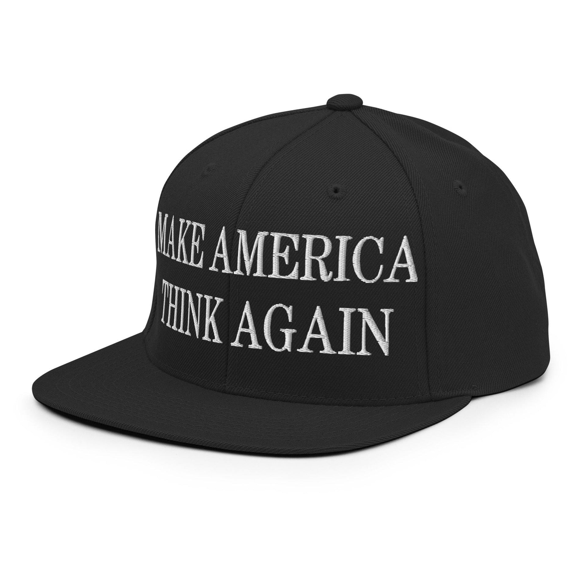 Make Us Think Again Embroidered Flat Bill Brim Snapback Hat Capital Crowns Make Again
