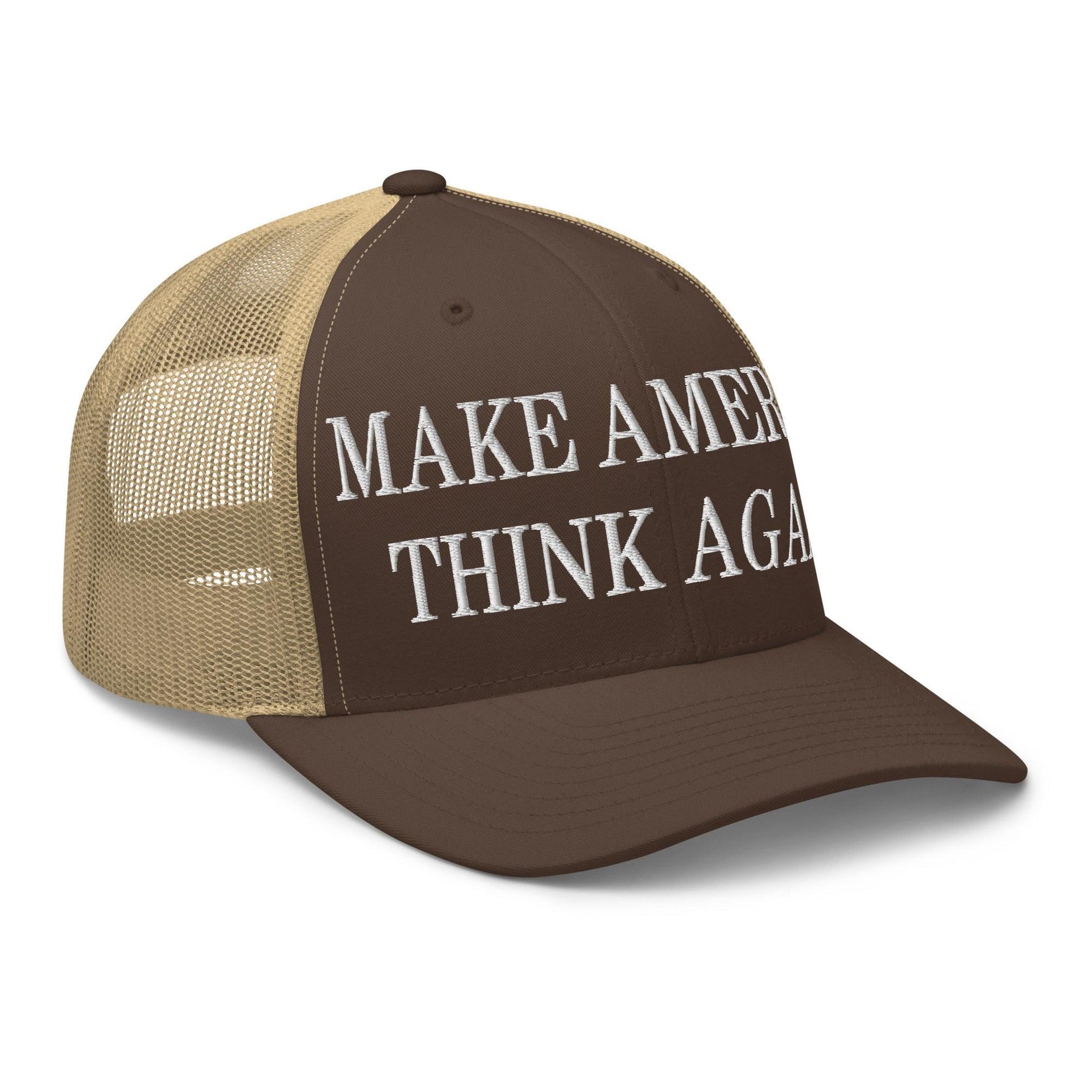 Make Us Think Again Embroidered Mesh Trucker Hat Capital Crowns Make Again Trucker Hats