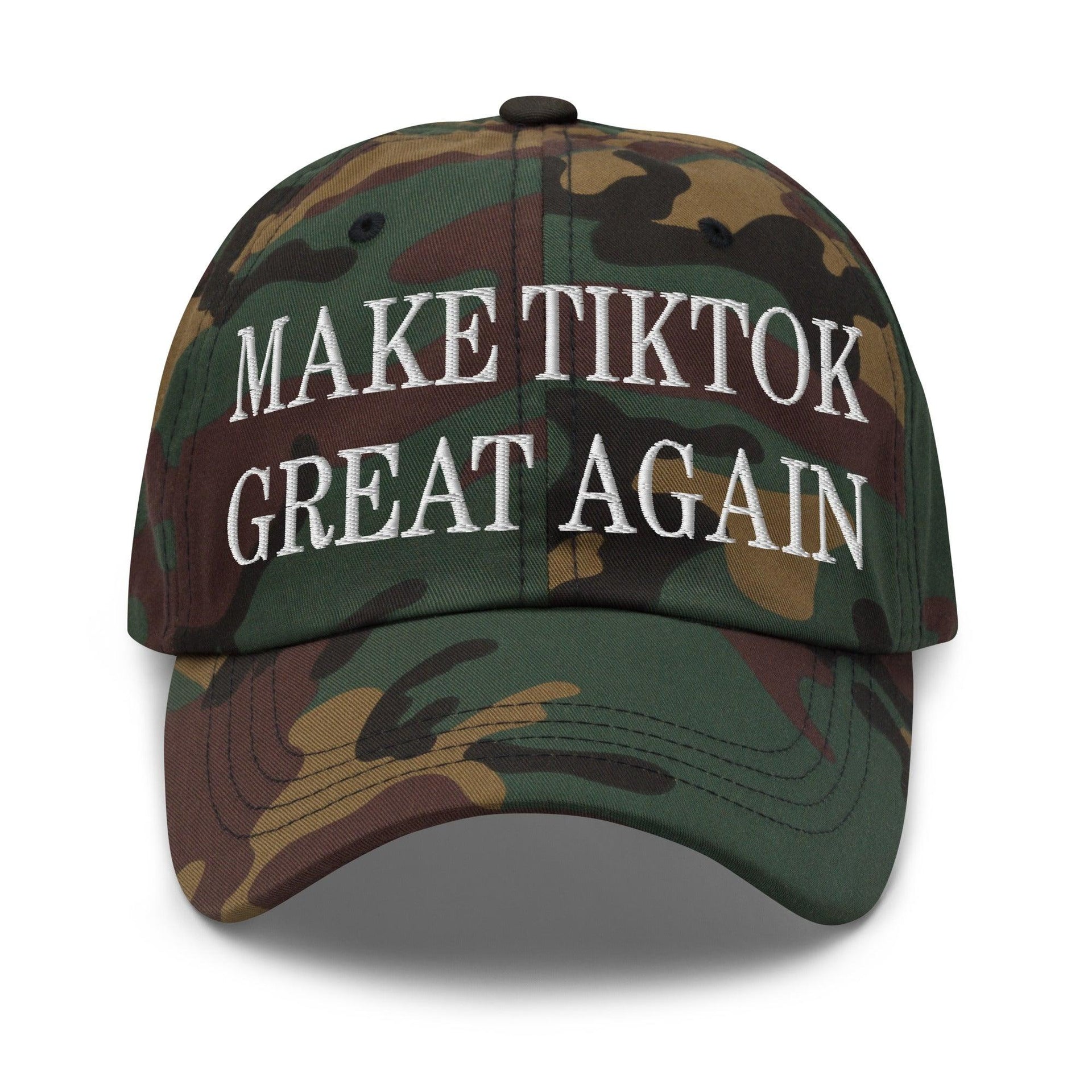 Make TikTok Great Again Embroidered Dad Hat Green Camo Capital Crowns Dad Hats LADs Make Again