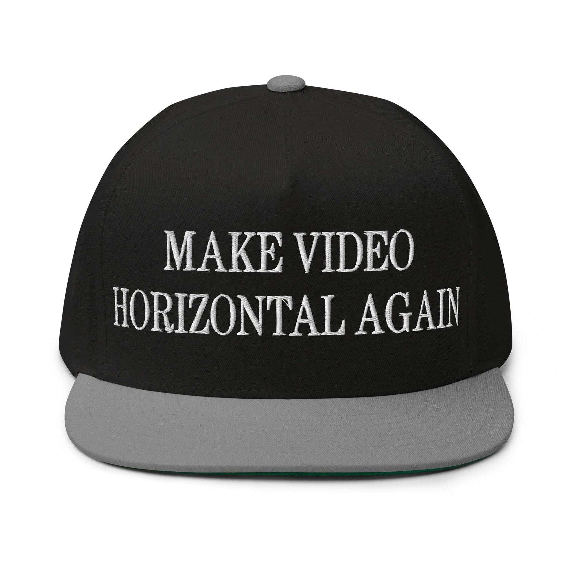 Make Video Horizontal Again Embroidered 5 Panel Flat Bill Brim Snapback Hat Black Grey Capital Crowns LADs Make Again Snapback Hats