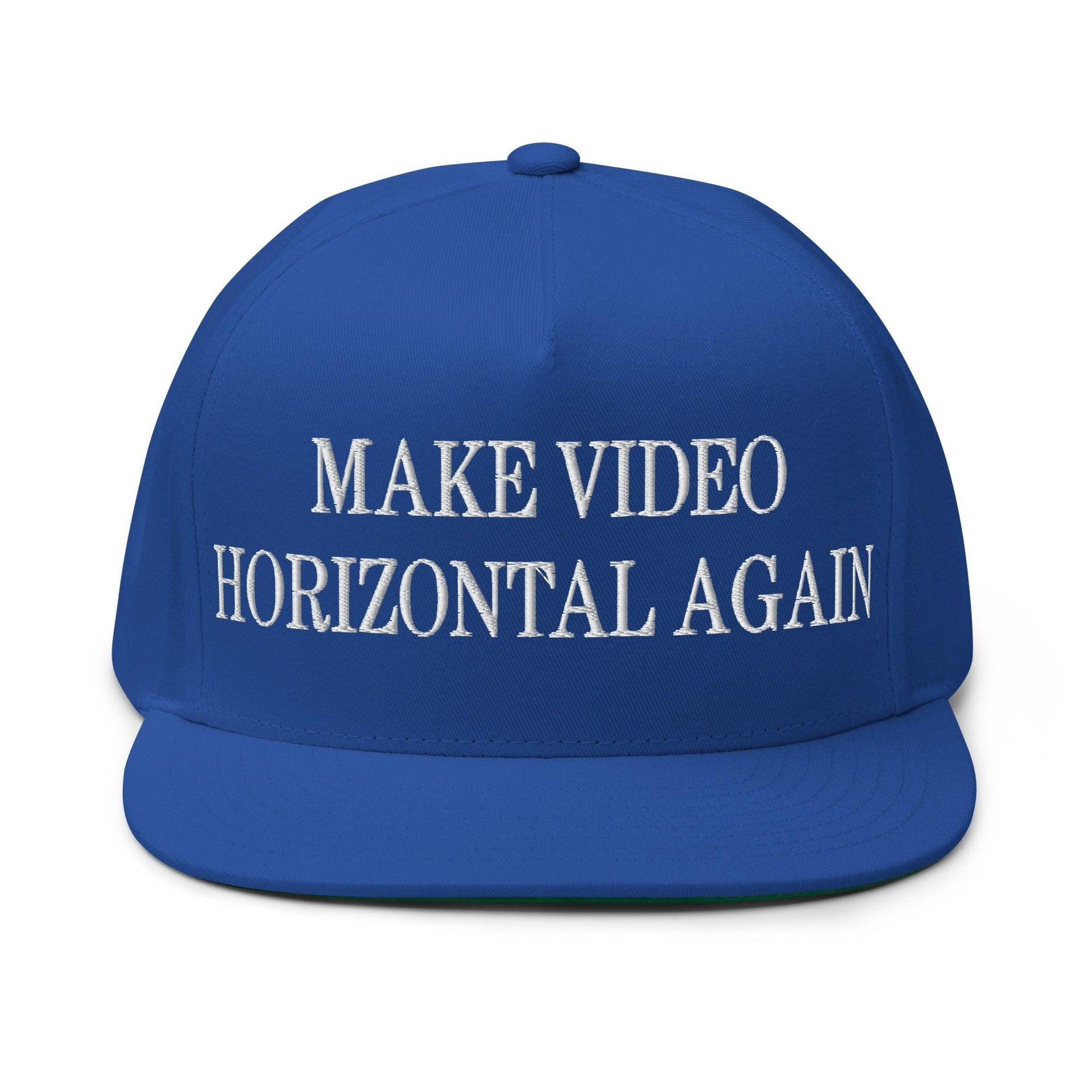 Make Video Horizontal Again Embroidered 5 Panel Flat Bill Brim Snapback Hat Royal Blue Capital Crowns LADs Make Again Snapback Hats