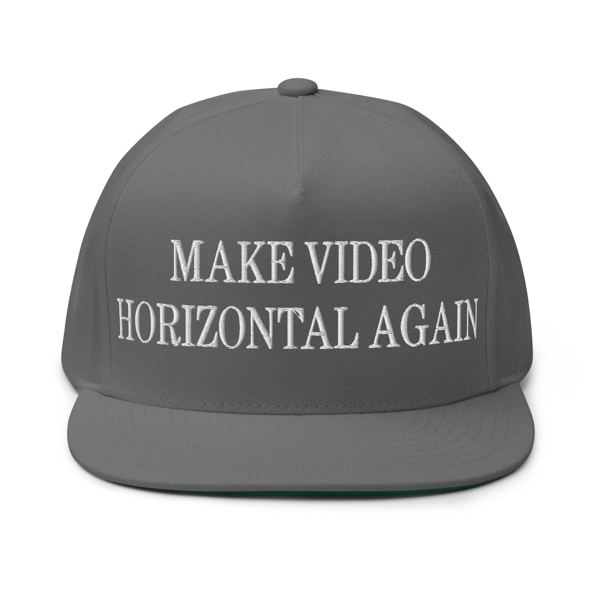 Make Video Horizontal Again Embroidered 5 Panel Flat Bill Brim Snapback Hat Grey Capital Crowns LADs Make Again Snapback Hats