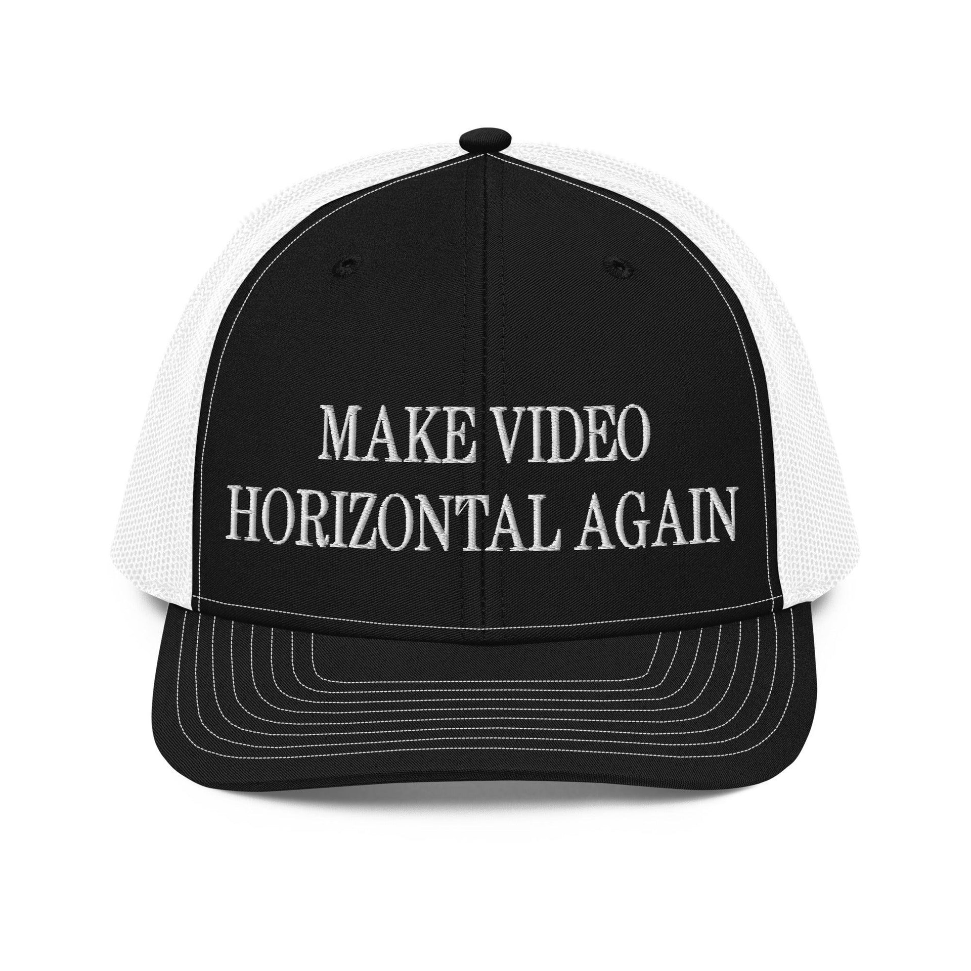 Make Video Horizontal Again Embroidered Classic Mesh Trucker Hat Black White Capital Crowns LADs Make Again Trucker Hats