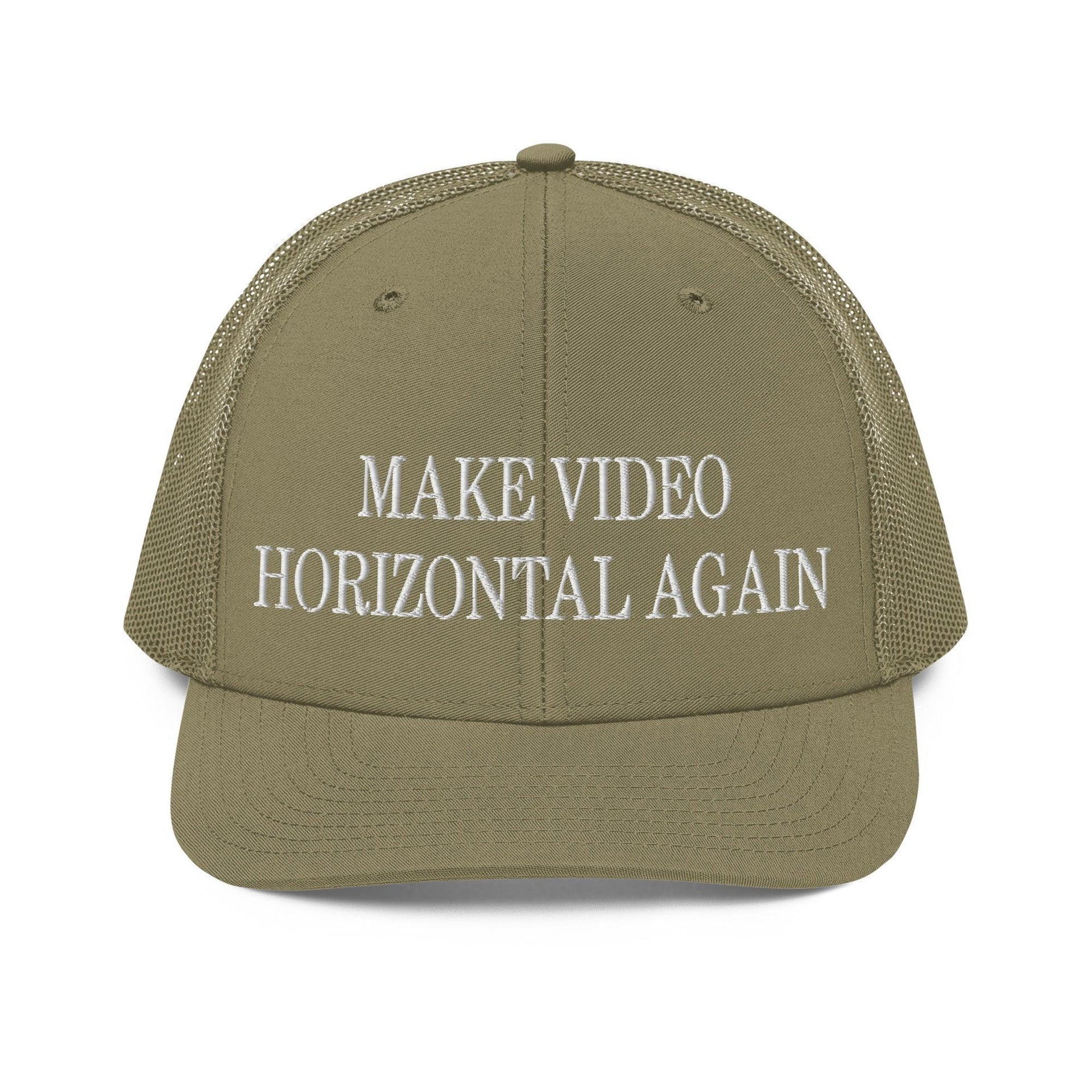 Make Video Horizontal Again Embroidered Classic Mesh Trucker Hat Loden Capital Crowns LADs Make Again Trucker Hats