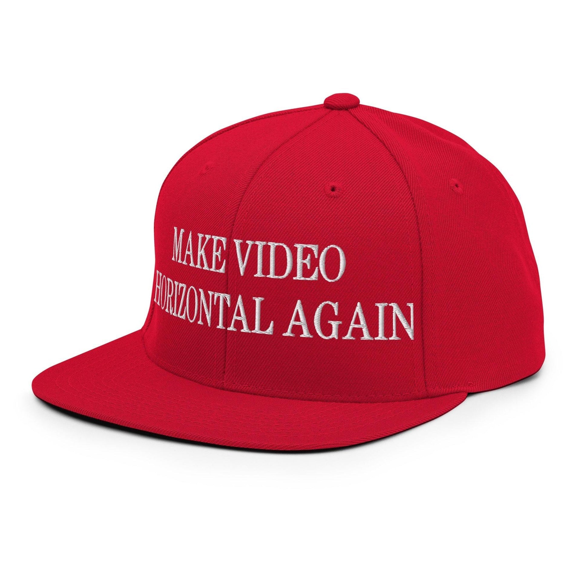Make Video Horizontal Again Embroidered Flat Bill Brim Snapback Hat Capital Crowns LADs Make Again Snapback Hats