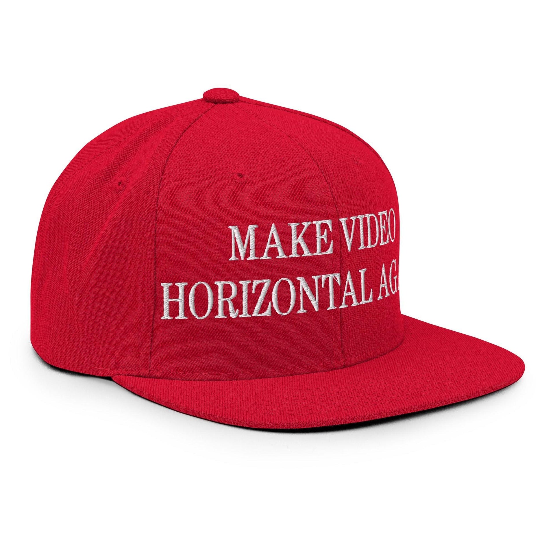Make Video Horizontal Again Embroidered Flat Bill Brim Snapback Hat Capital Crowns LADs Make Again Snapback Hats