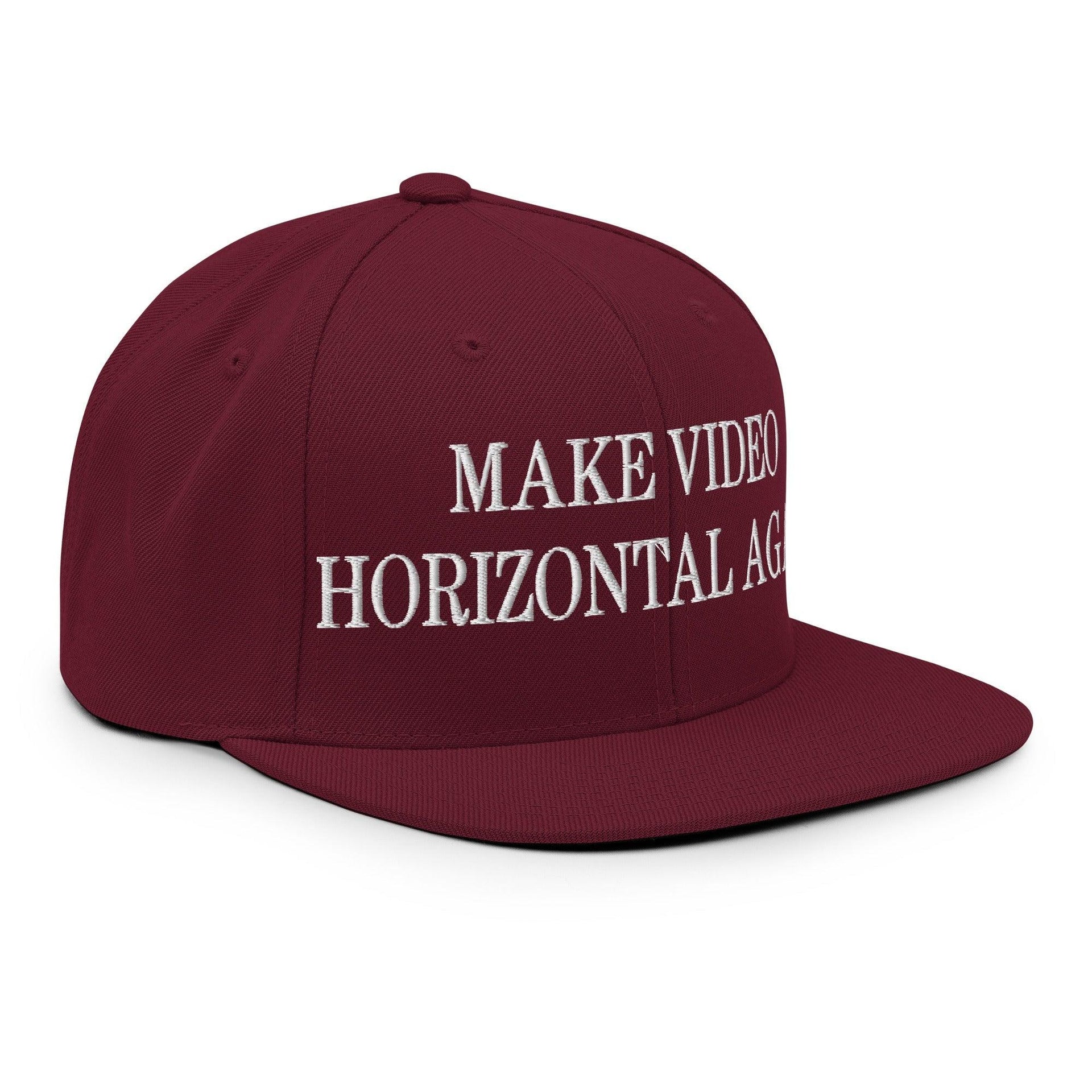Make Video Horizontal Again Embroidered Flat Bill Brim Snapback Hat Capital Crowns LADs Make Again Snapback Hats