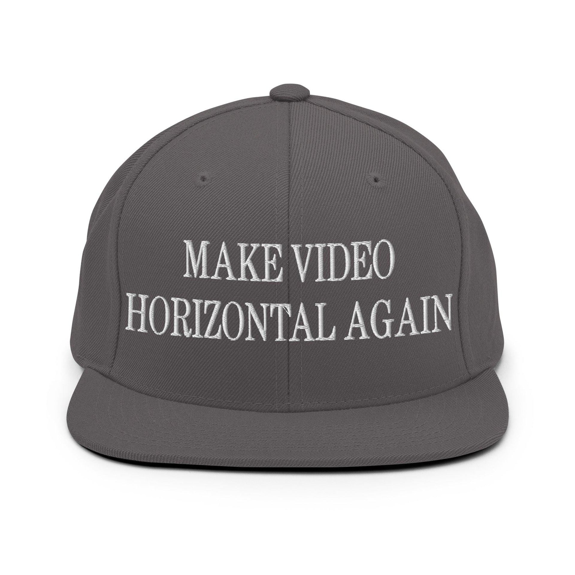 Make Video Horizontal Again Embroidered Flat Bill Brim Snapback Hat Dark Grey Capital Crowns LADs Make Again Snapback Hats