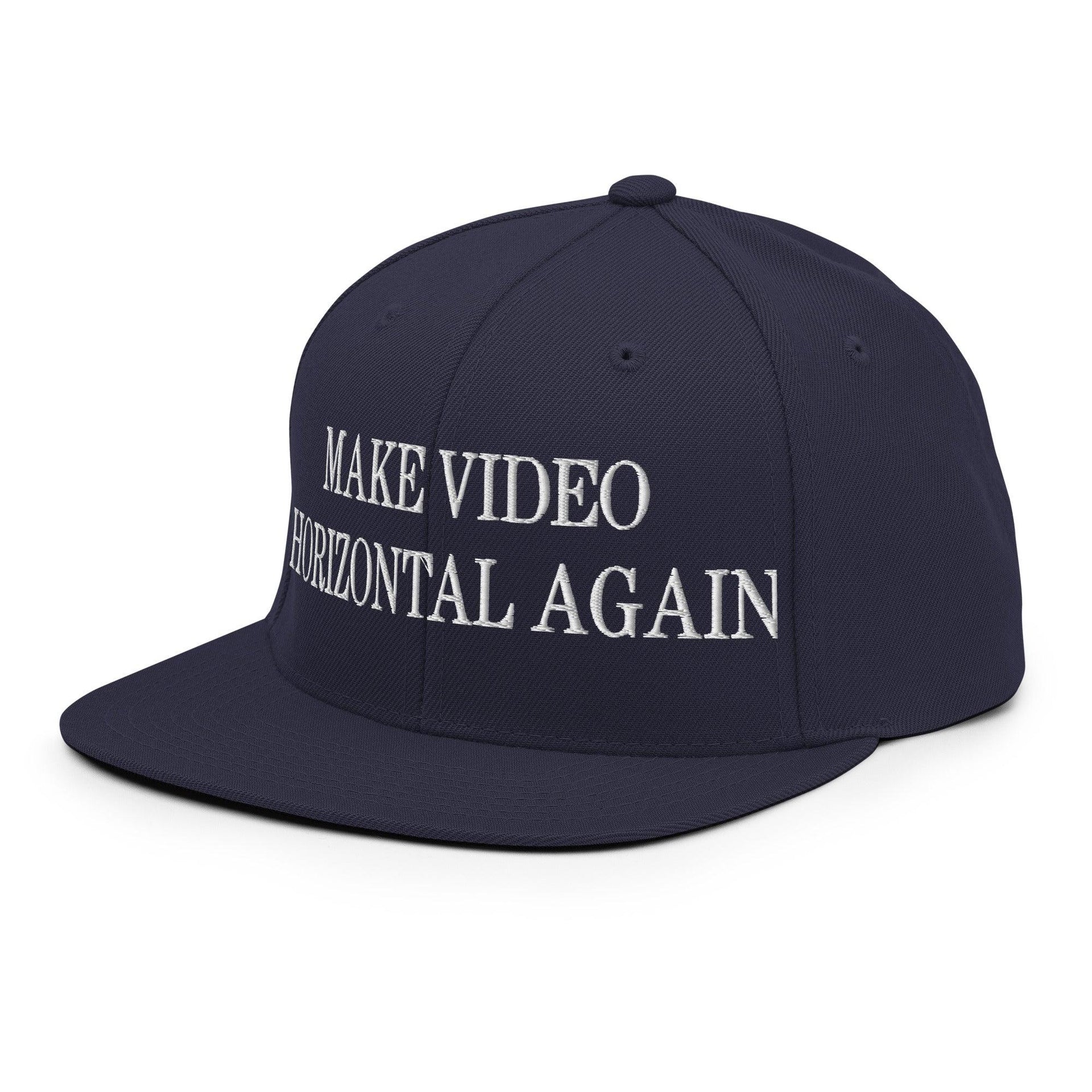 Make Video Horizontal Again Embroidered Flat Bill Brim Snapback Hat Capital Crowns LADs Make Again Snapback Hats