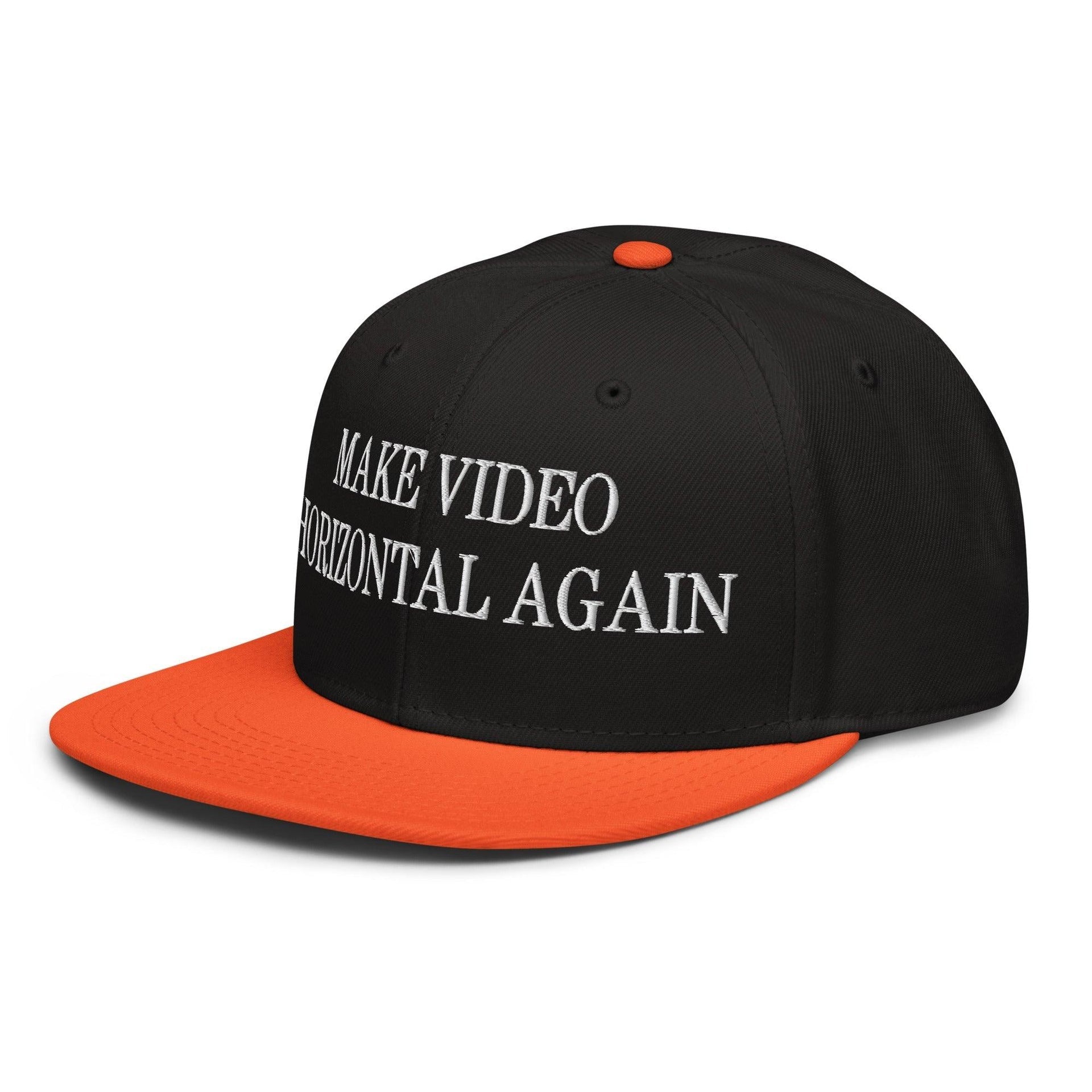 Make Video Horizontal Again Embroidered Flat Brim Bill Snapback Hat Capital Crowns LADs Make Again Snapback Hats