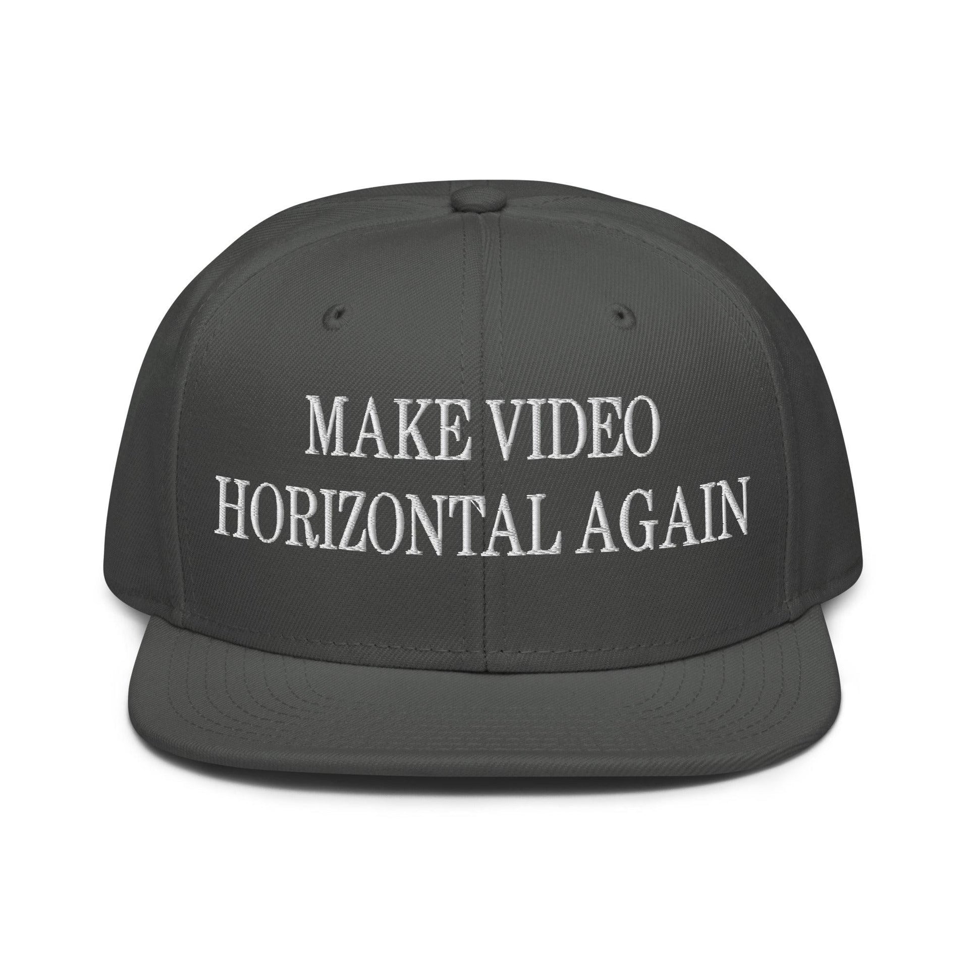 Make Video Horizontal Again Embroidered Flat Brim Bill Snapback Hat Charcoal gray Capital Crowns LADs Make Again Snapback Hats