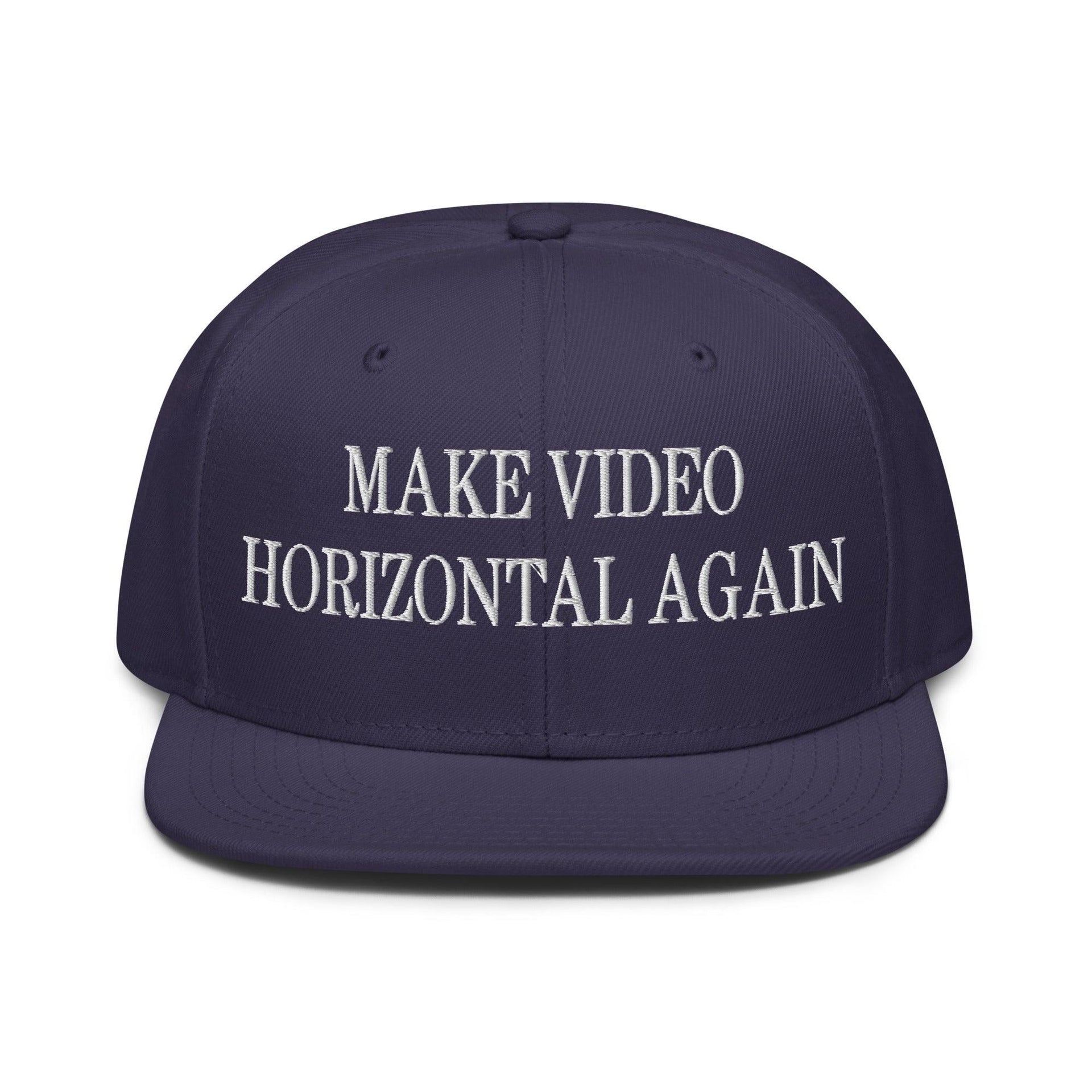 Make Video Horizontal Again Embroidered Flat Brim Bill Snapback Hat Navy blue Capital Crowns LADs Make Again Snapback Hats