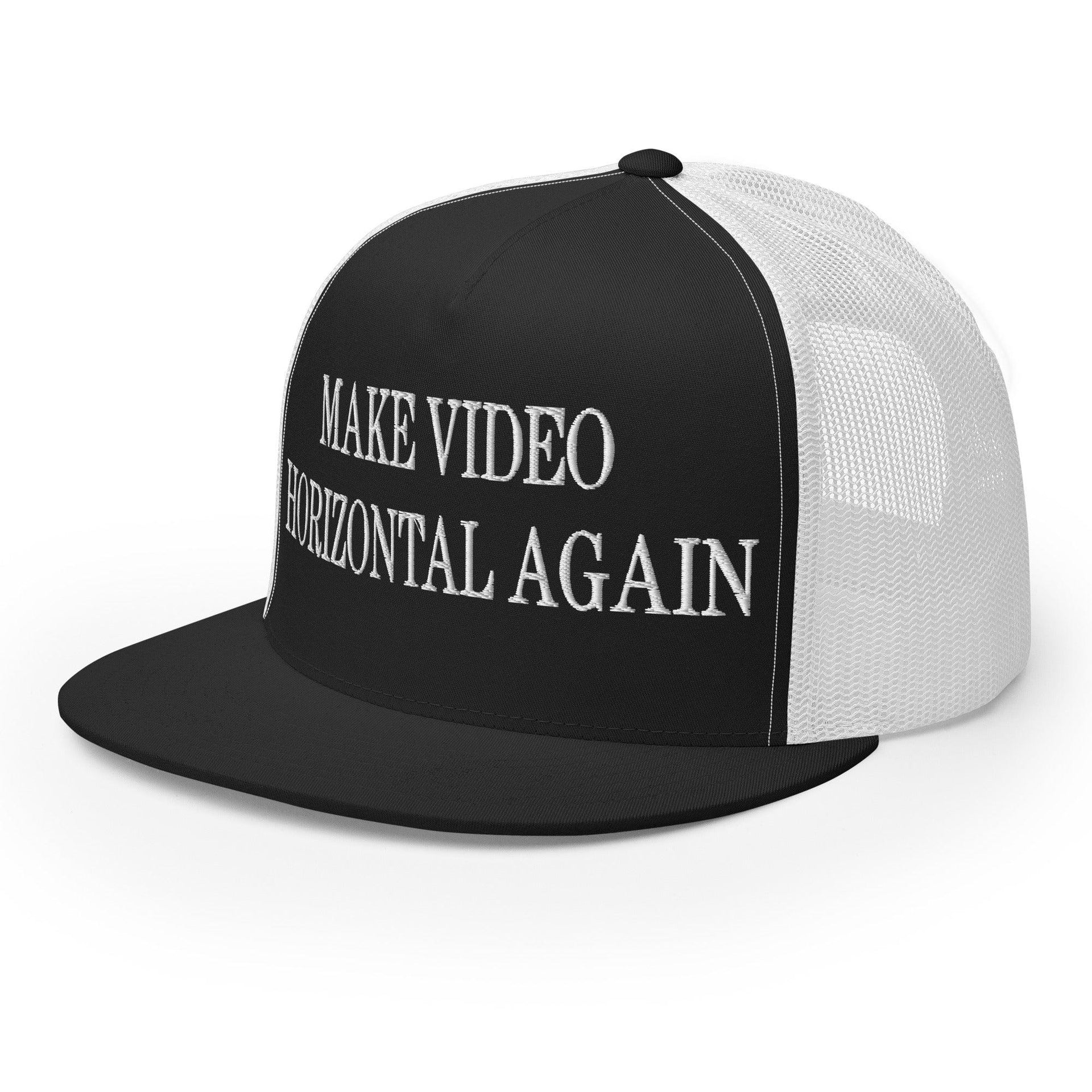 Make Video Horizontal Again Embroidered Mesh Flat Bill Brim Trucker Hat Capital Crowns LADs Make Again Trucker Hats