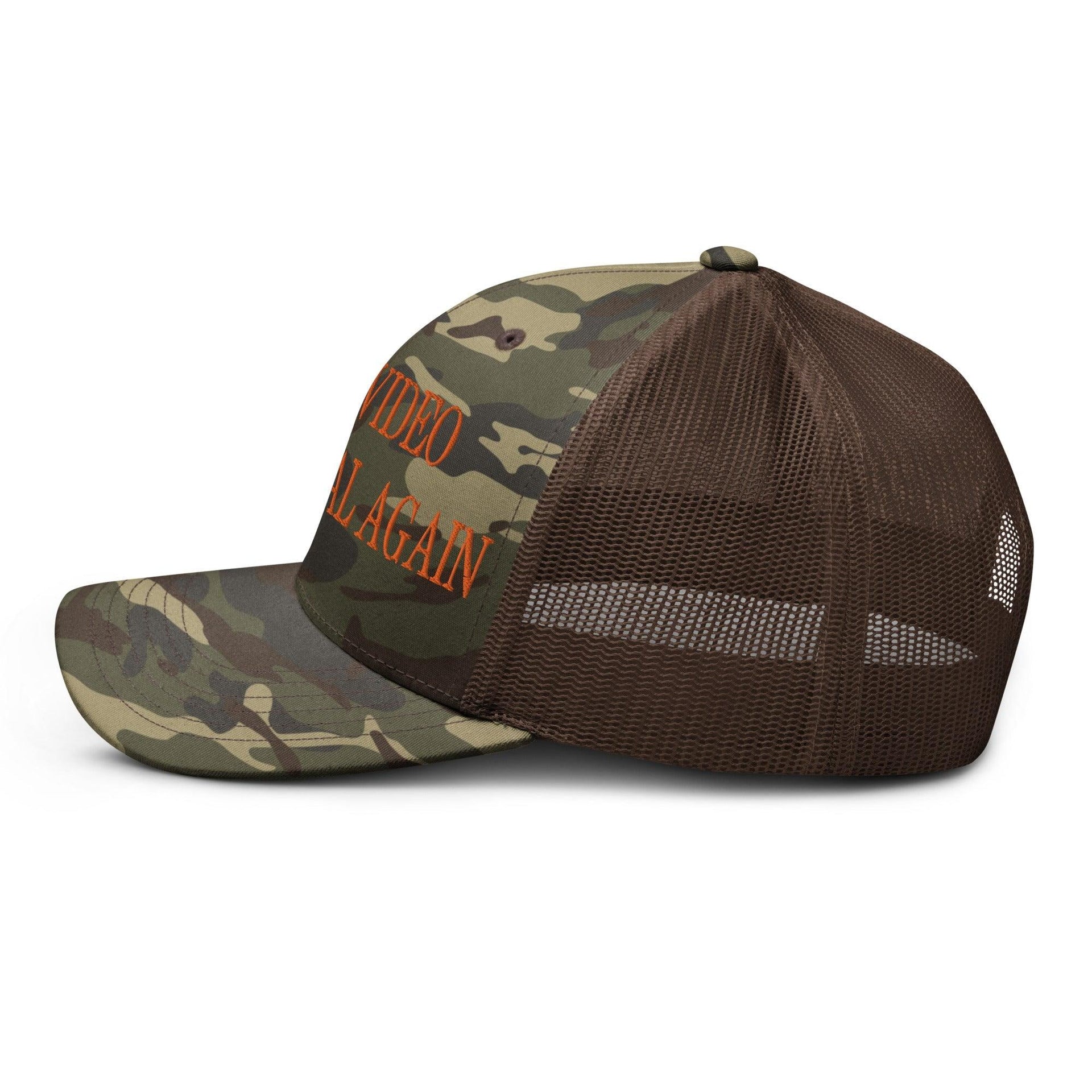Make Video Horizontal Again Embroidered Orange Camo Trucker Hat Capital Crowns LADs Make Again Orange Camo Trucker Hats
