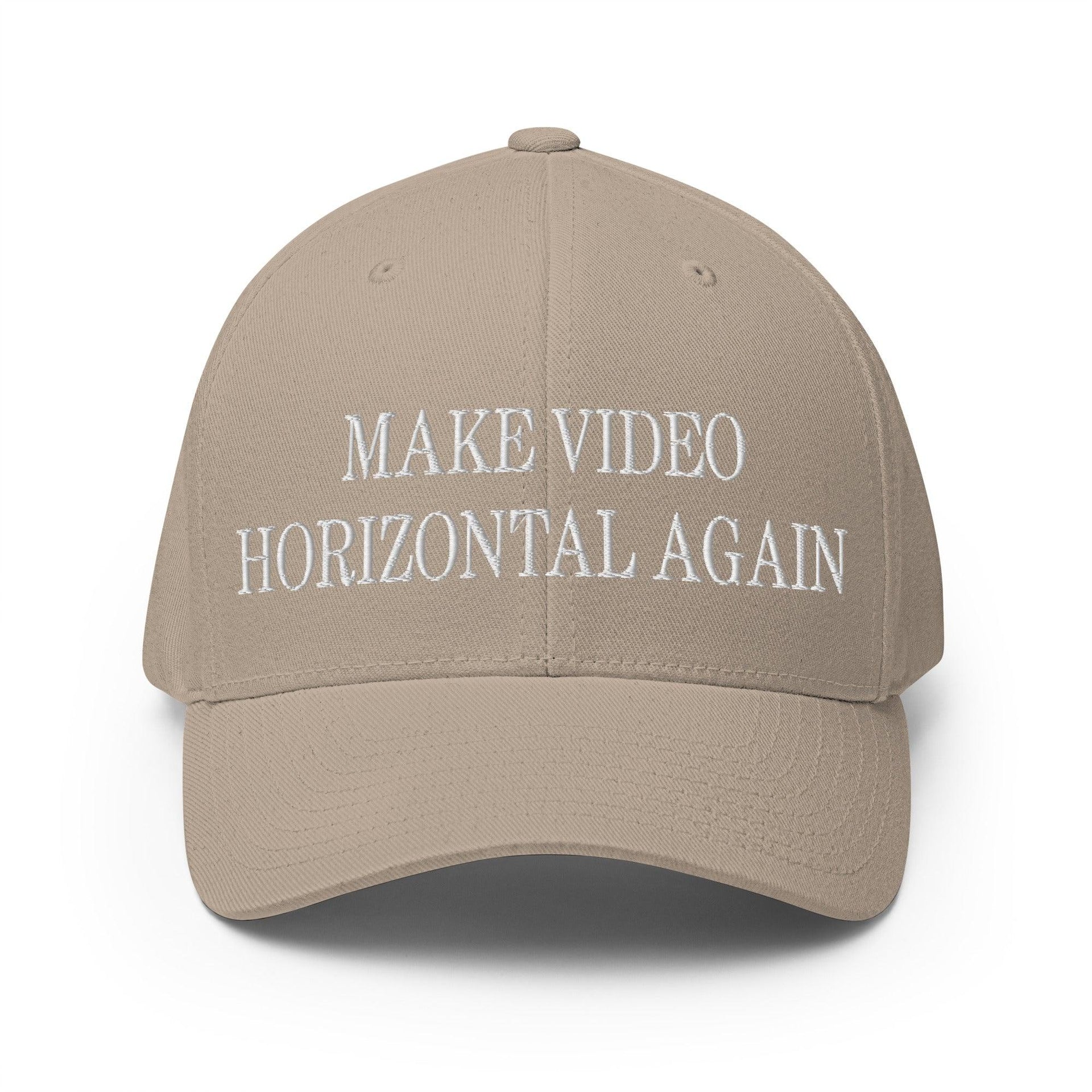 Make Video Horizontal Again Embroidered Stretch Fit Baseball Hat Khaki Capital Crowns LADs Make Again Stretch Fit