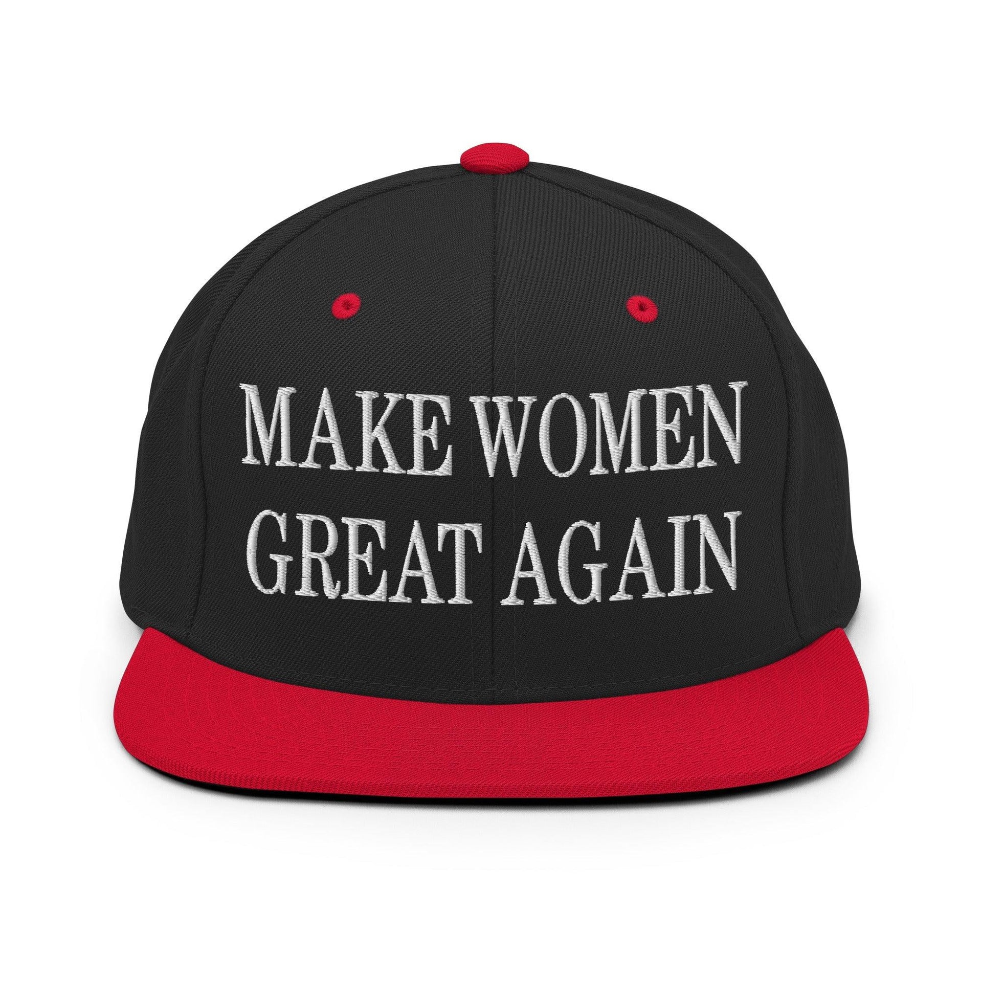 Make Women Great Again Embroidered Flat Bill Brim Snapback Hat Black Red Capital Crowns LADs Make Again Snapback Hats