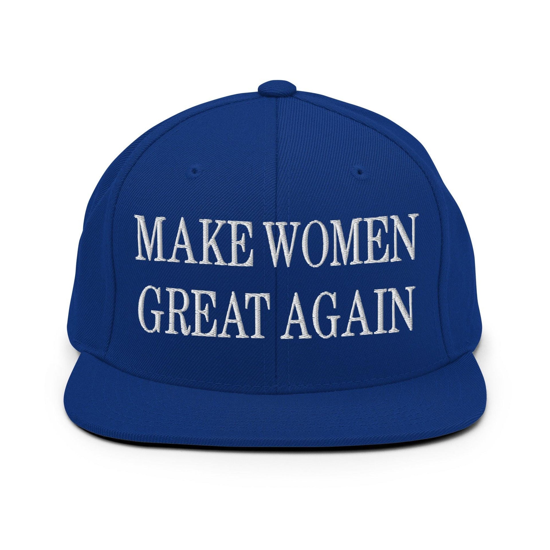 Make Women Great Again Embroidered Flat Bill Brim Snapback Hat Royal Blue Capital Crowns LADs Make Again Snapback Hats