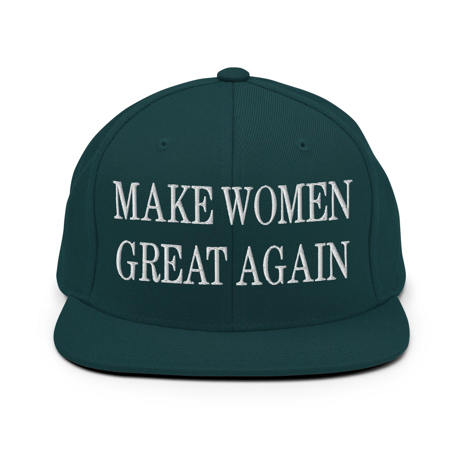 Make Women Great Again Embroidered Flat Bill Brim Snapback Hat Spruce Capital Crowns LADs Make Again Snapback Hats