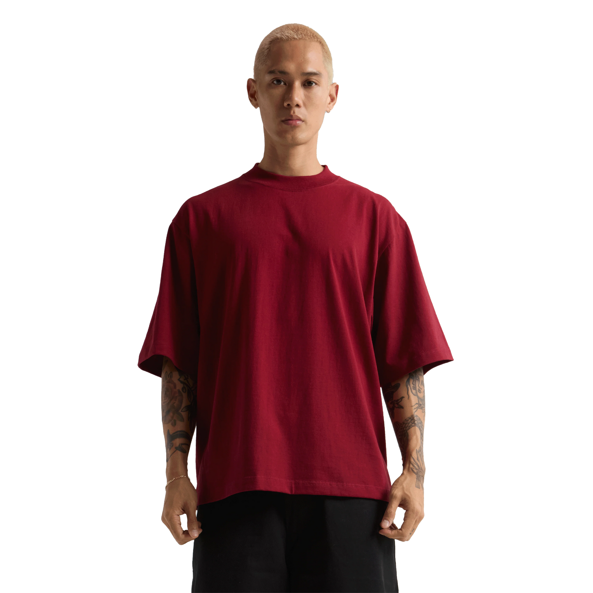 Max Heavyweight Oversized Short Sleeve tee Burgundy COTTON Heavyweight MEN NEW ARRIVALS newarrivals OVERSIZED Shaka Wear SHORTSLEEVES