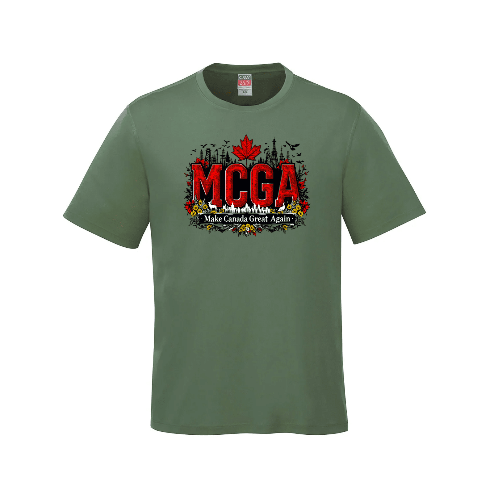 MCGA Make Canada Great Again T-Shirt - 09 Fatigue Green Canada Make Canada Great Again MCGA T-Shirts - Premium