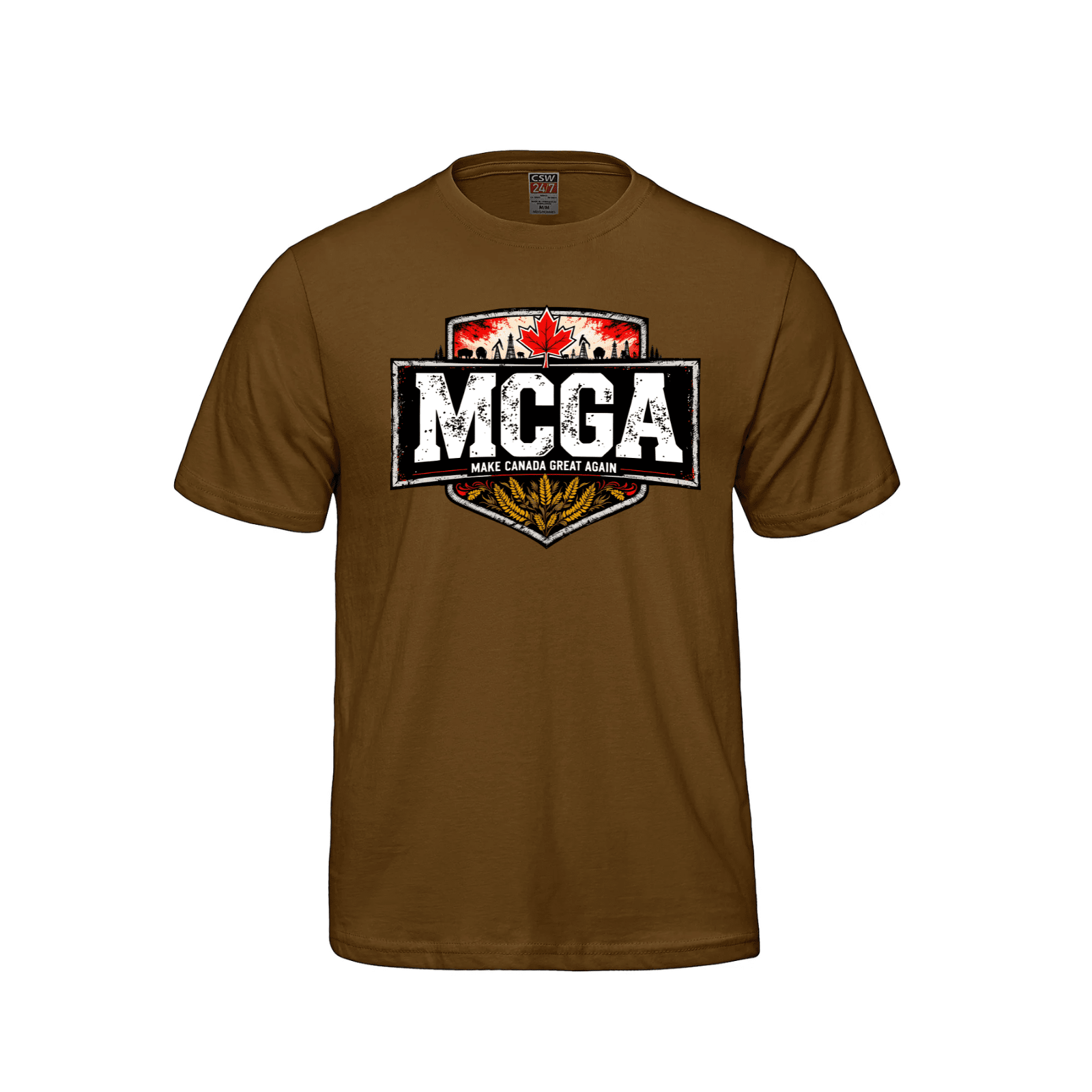 MCGA Shield Style Tee – Strength in Unity - 06 Caramel Canada Make Canada Great Again MCGA T-Shirts - Premium