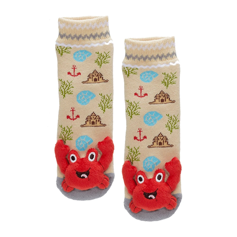 Messy Moose Socks, Crab, 6 Pack Baby Beige Messy Moose Socks Slipper Socks