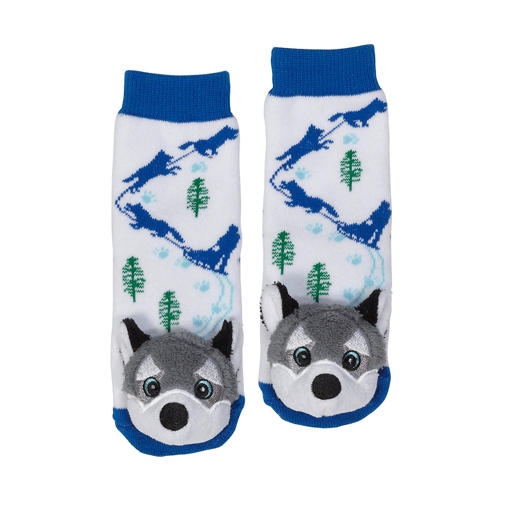 Messy Moose Socks, Husky, 6 Pack Baby White Messy Moose Socks Slipper Socks