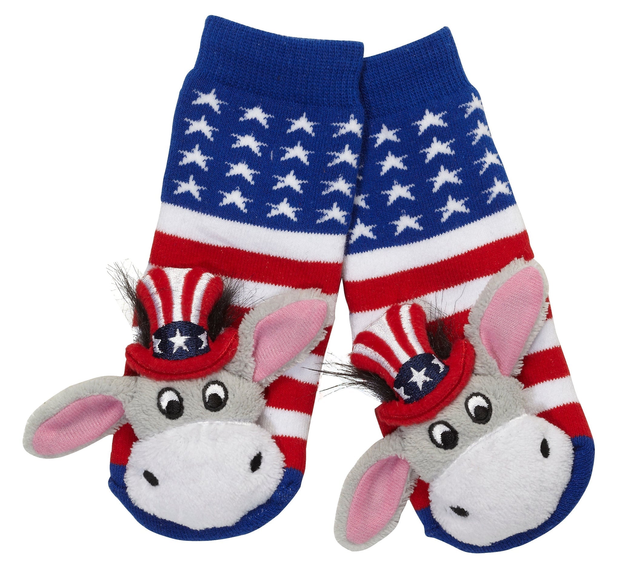 Messy Moose Socks, Stars & Stripes Donkey, 6 Pack Baby Blue Messy Moose Socks Slipper Socks