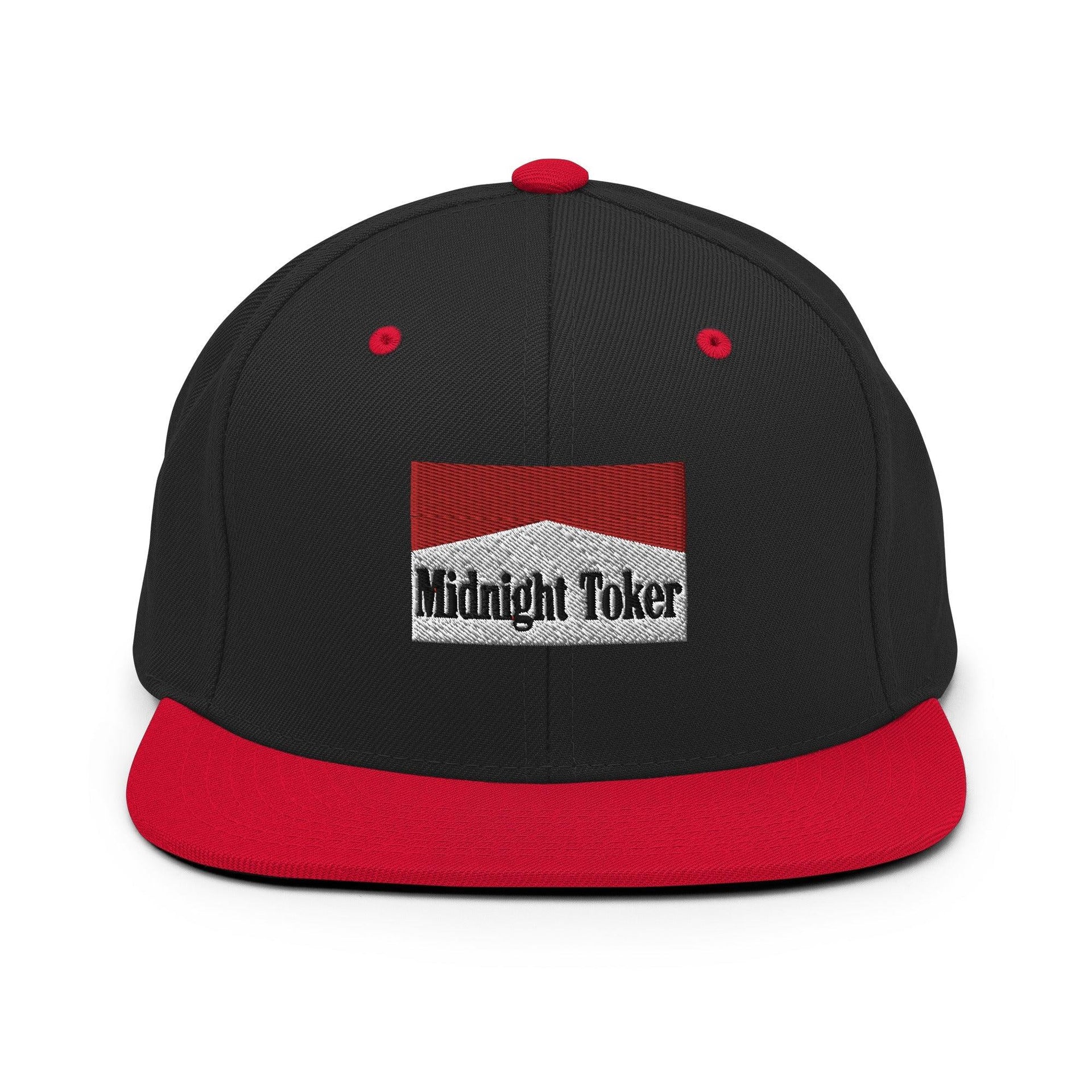 Midnight Toker Bill Brim Snapback Hat Black Red Capital Crowns Funny Snapback Hats