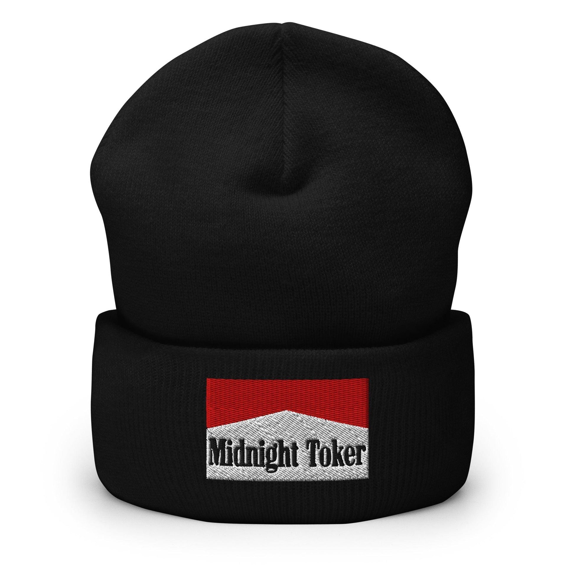 Midnight Toker Embroidered Knit Cuffed Beanie Black Beanies Capital Crowns Funny