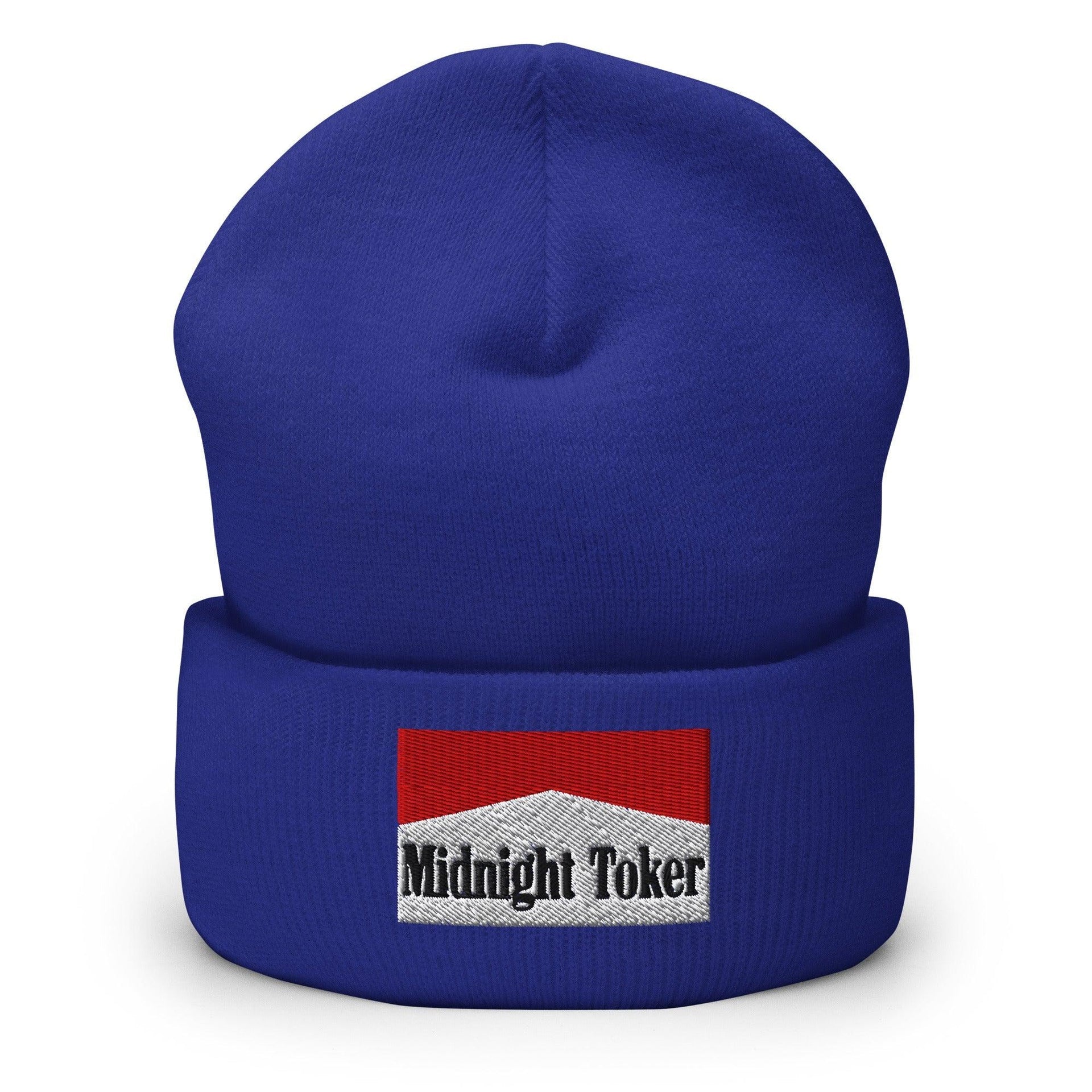 Midnight Toker Embroidered Knit Cuffed Beanie Royal Beanies Capital Crowns Funny