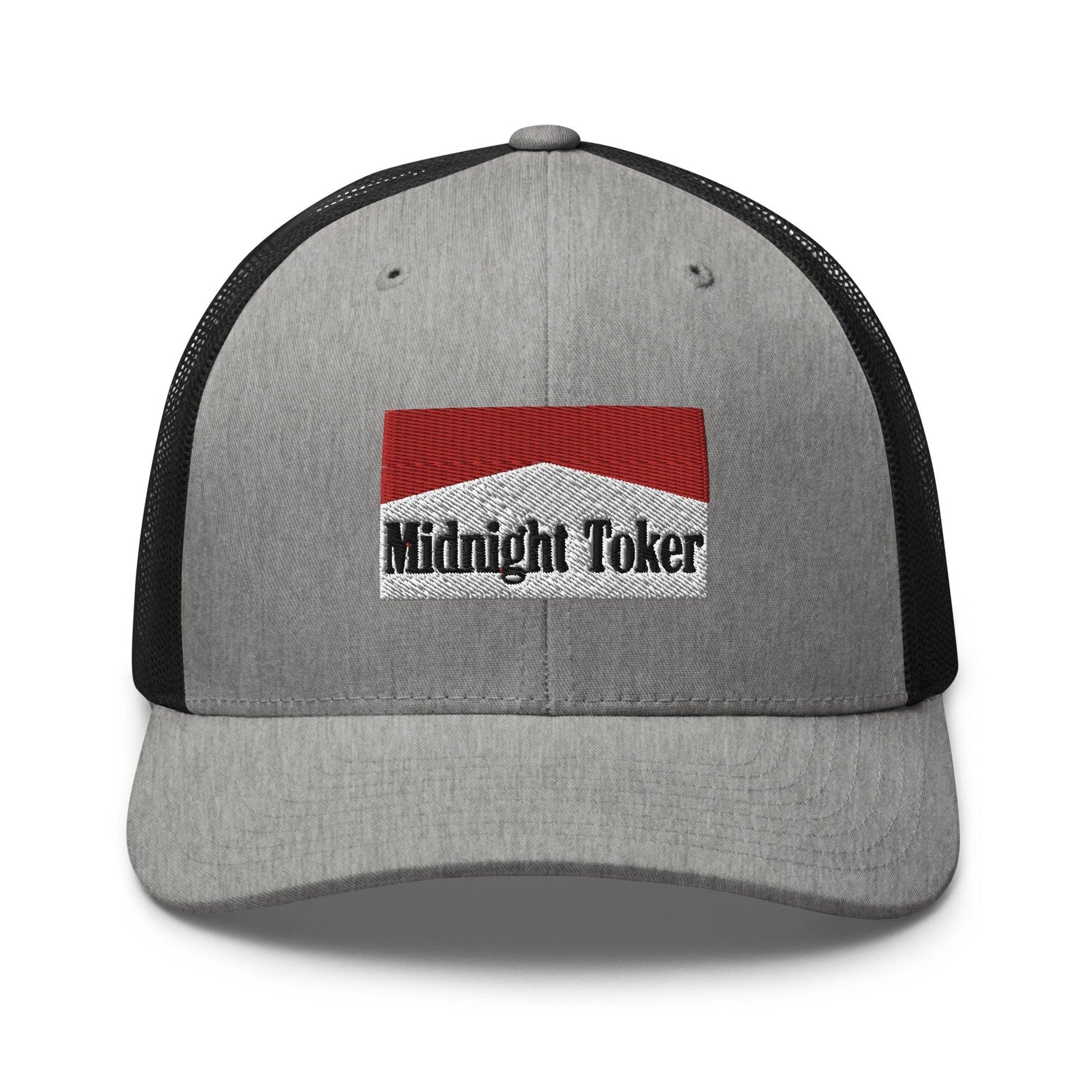 Midnight Toker Retro Trucker Hat Heather Black Capital Crowns Funny Trucker Hats