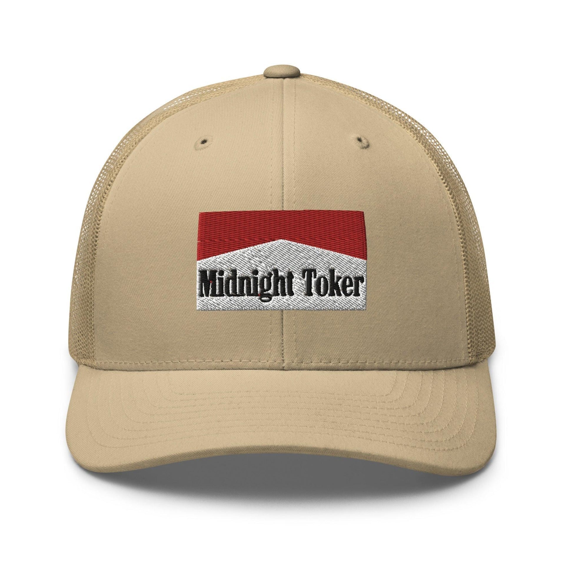 Midnight Toker Retro Trucker Hat Khaki Capital Crowns Funny Trucker Hats